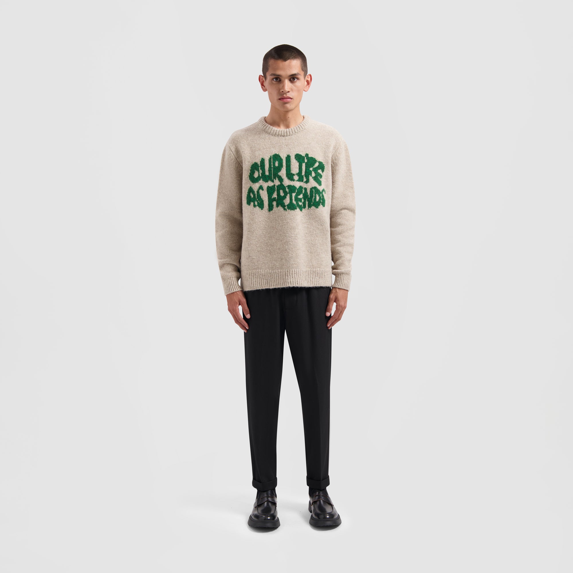 Stencil Knitted Crewneck - Off White
