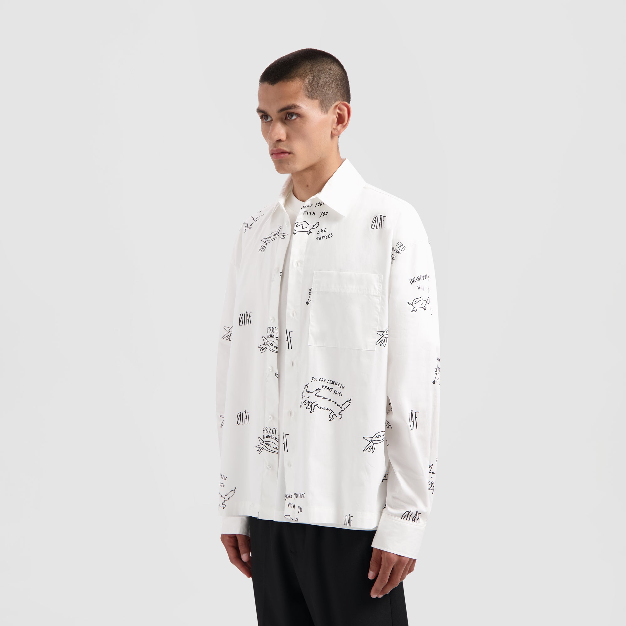 Camp AOP Shirt - White