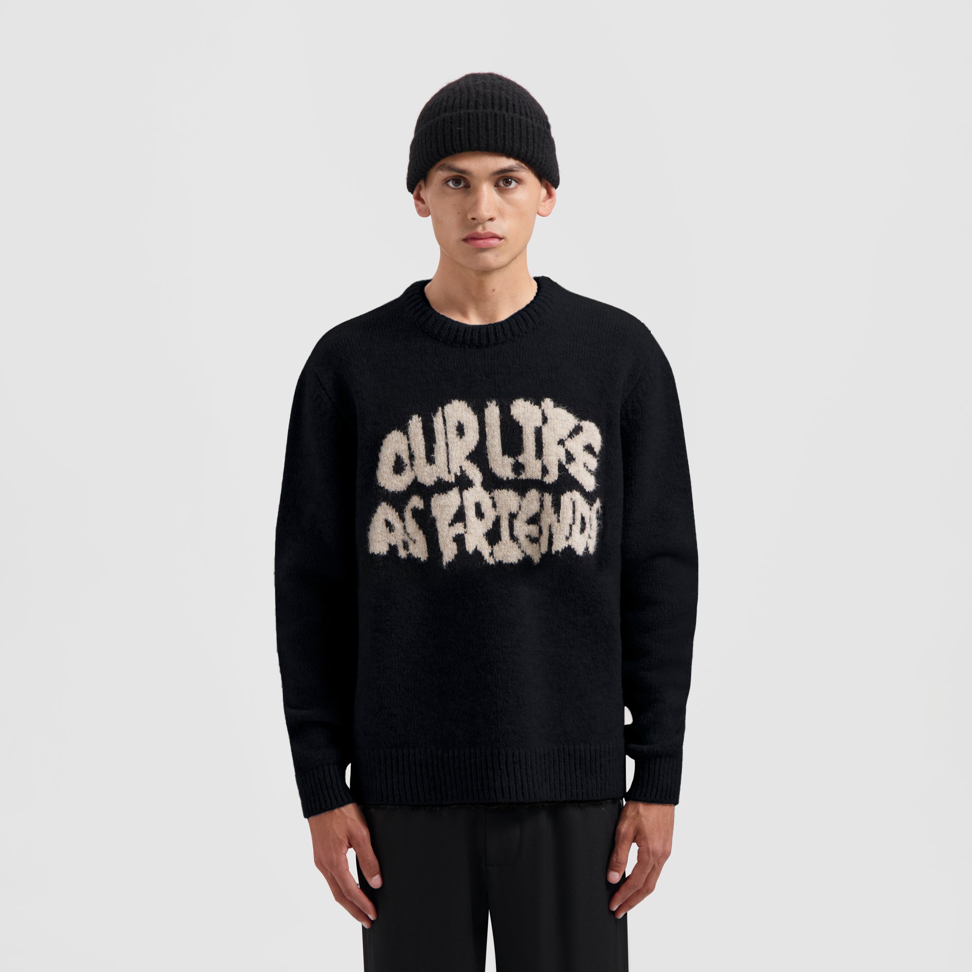 Stencil Knitted Crewneck - Black