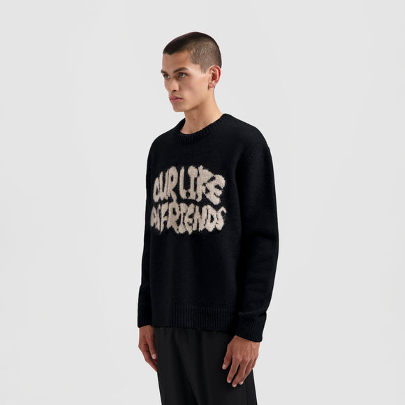 Stencil Knitted Crewneck - Black