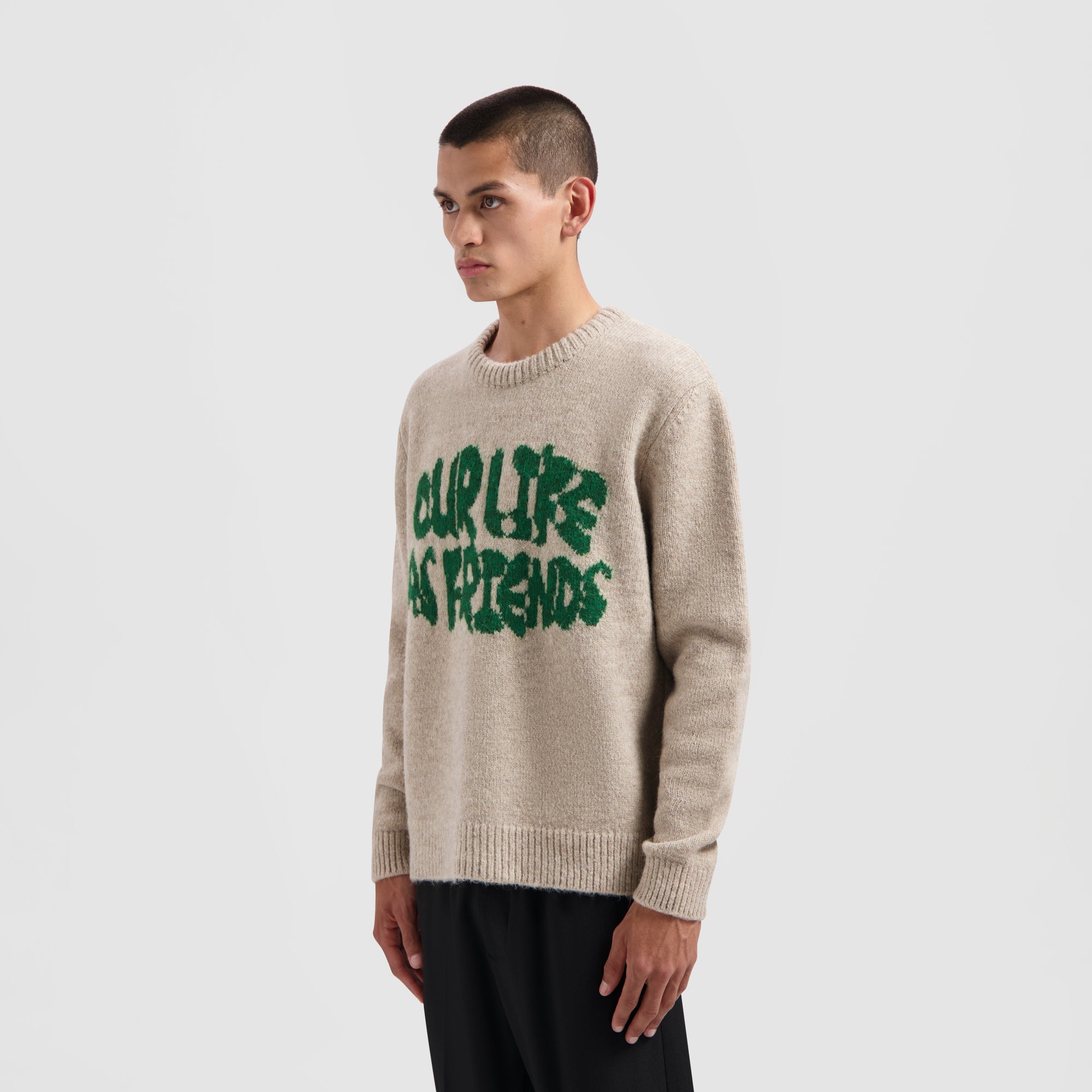 Stencil Knitted Crewneck - Off White