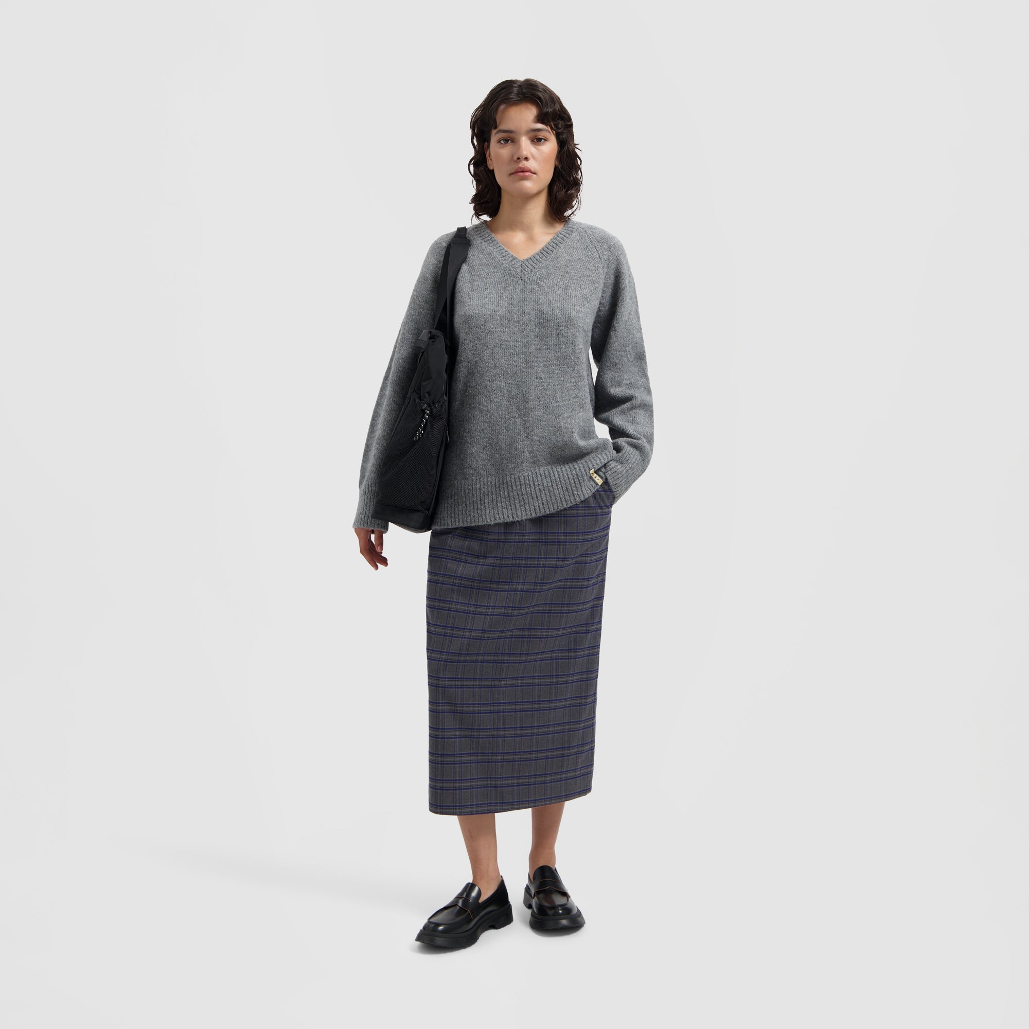 WMN Suit Long Skirt - Grey Check