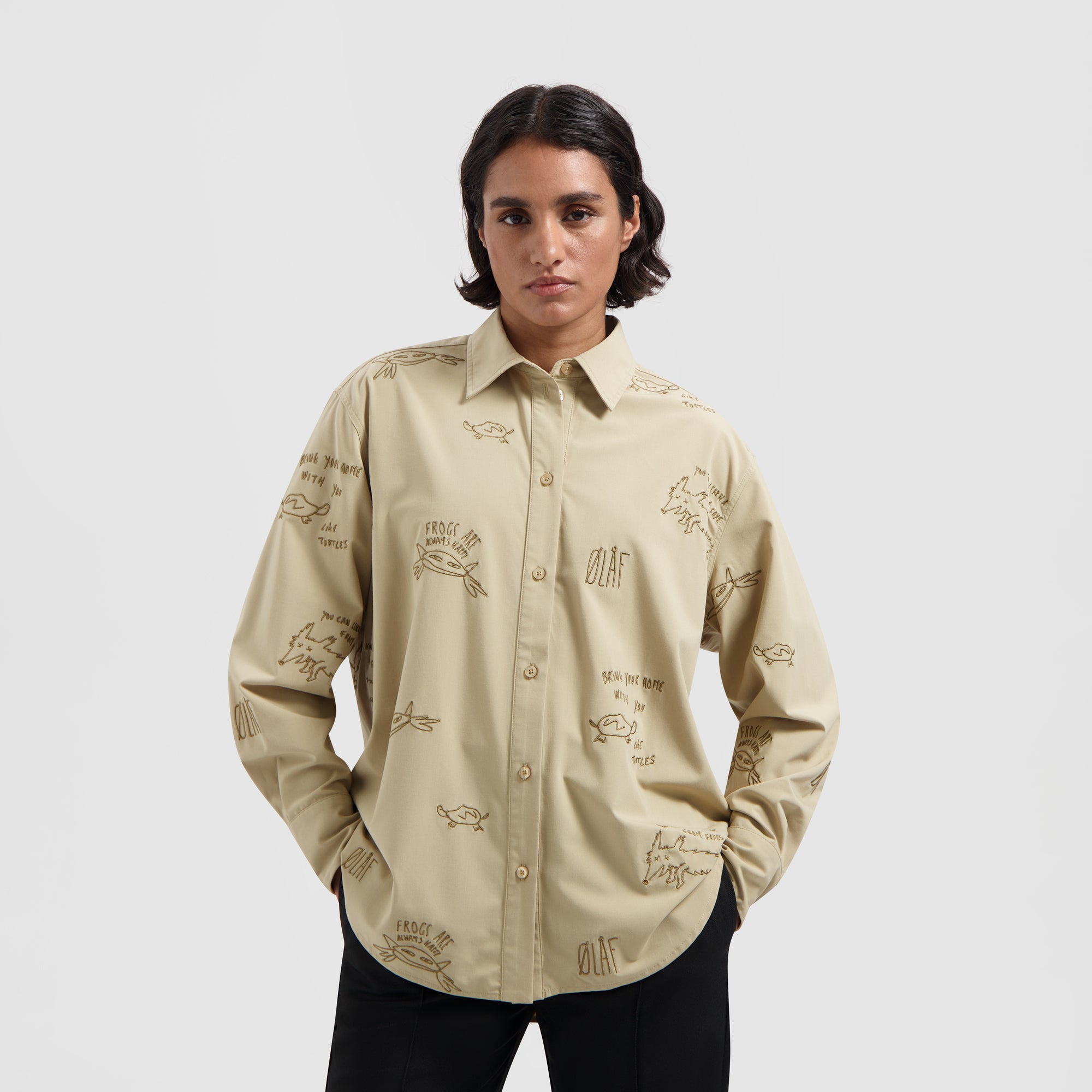 WMN Creature Embro Shirt - Beige