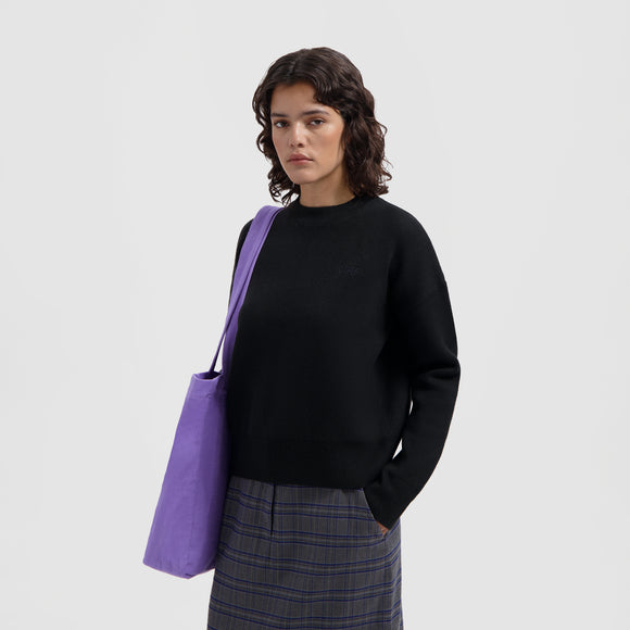 WMN Knit Varsity Crewneck - Black
