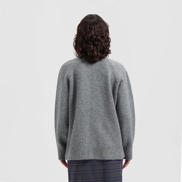 WMN V-Neck Oversized Sweater - Heather Grey