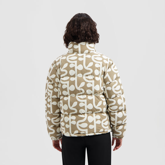 WMN Vine AOP Puffer Jacket - Beige / Off White