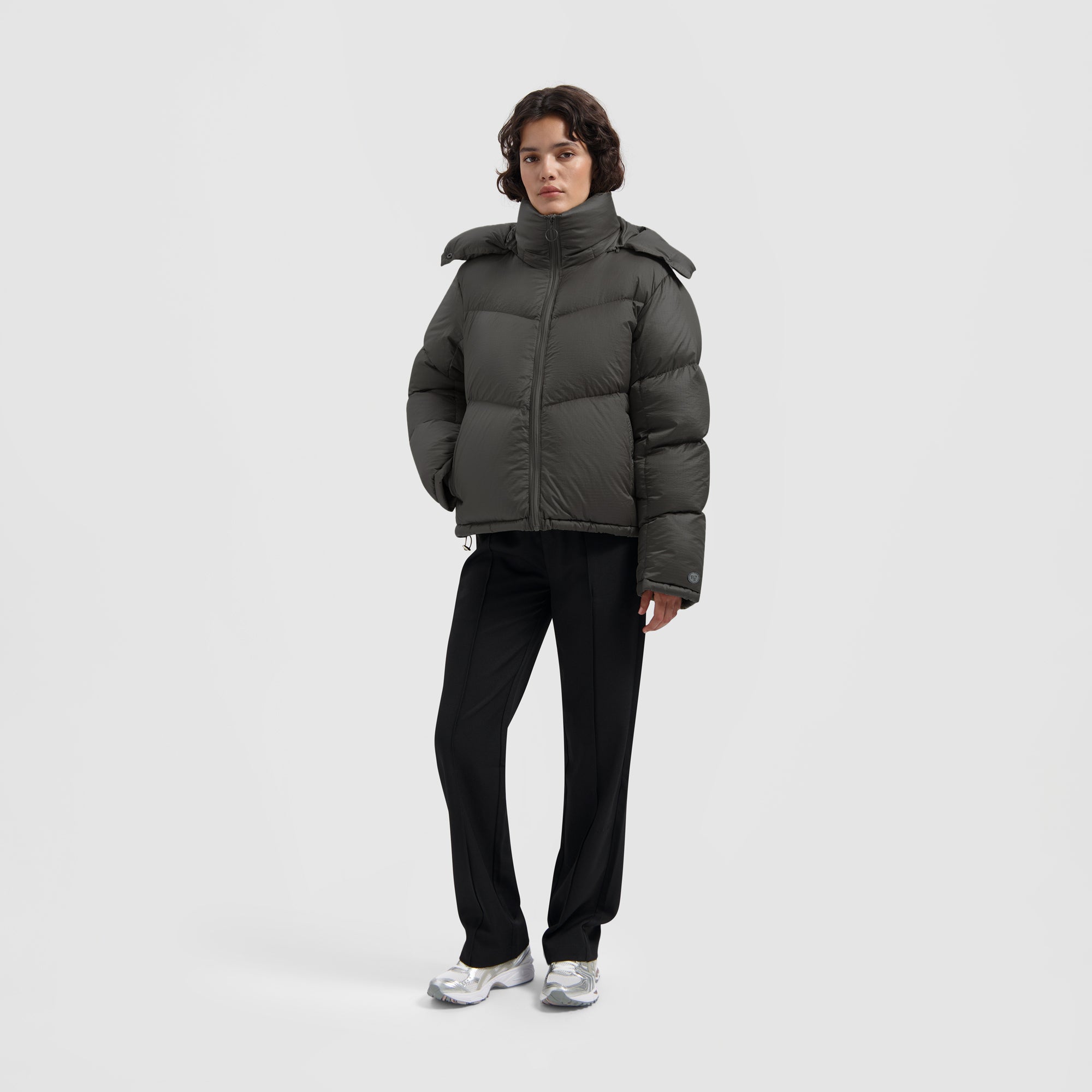 WMN Chevron Puffer Jacket - Olive Green