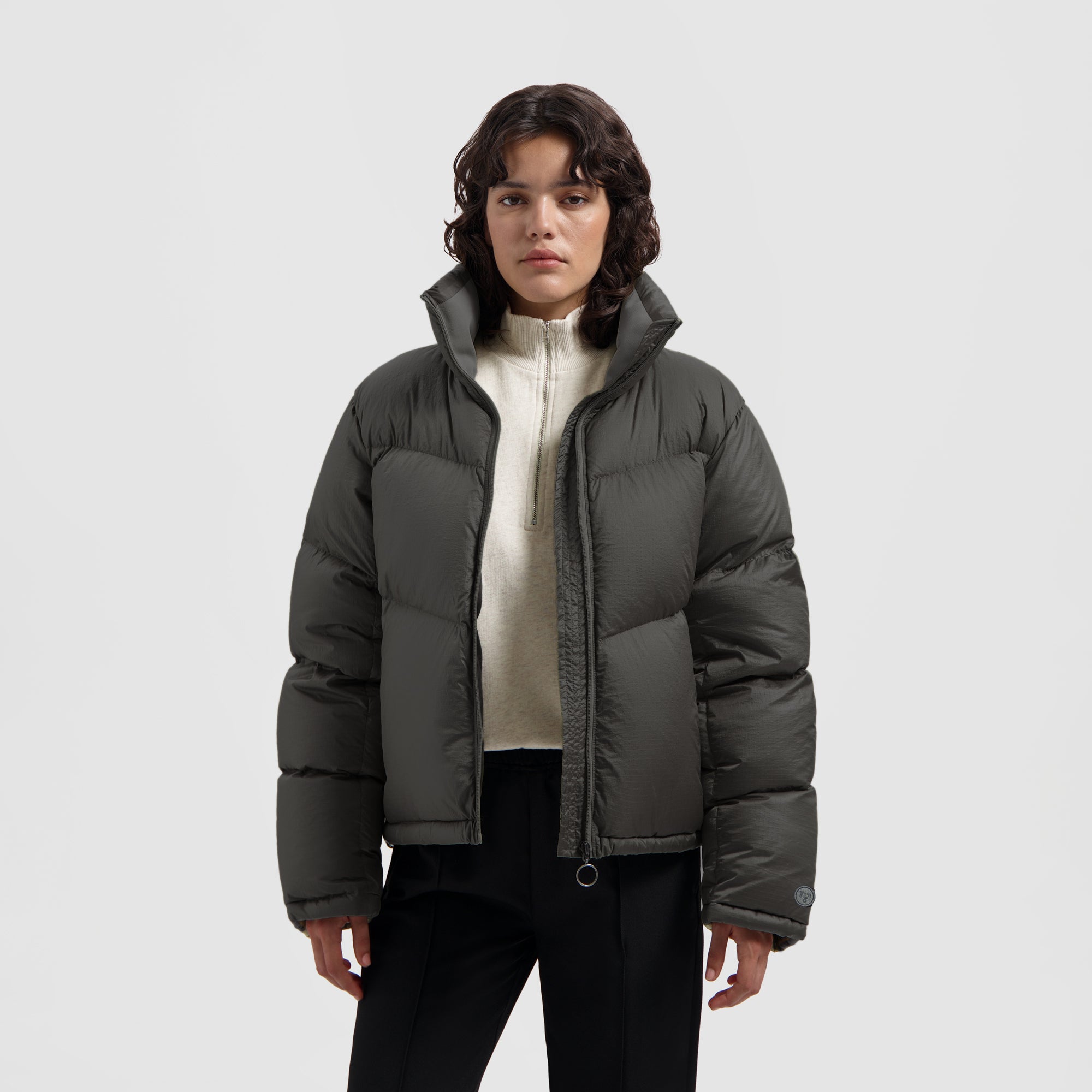 WMN Chevron Puffer Jacket - Olive Green