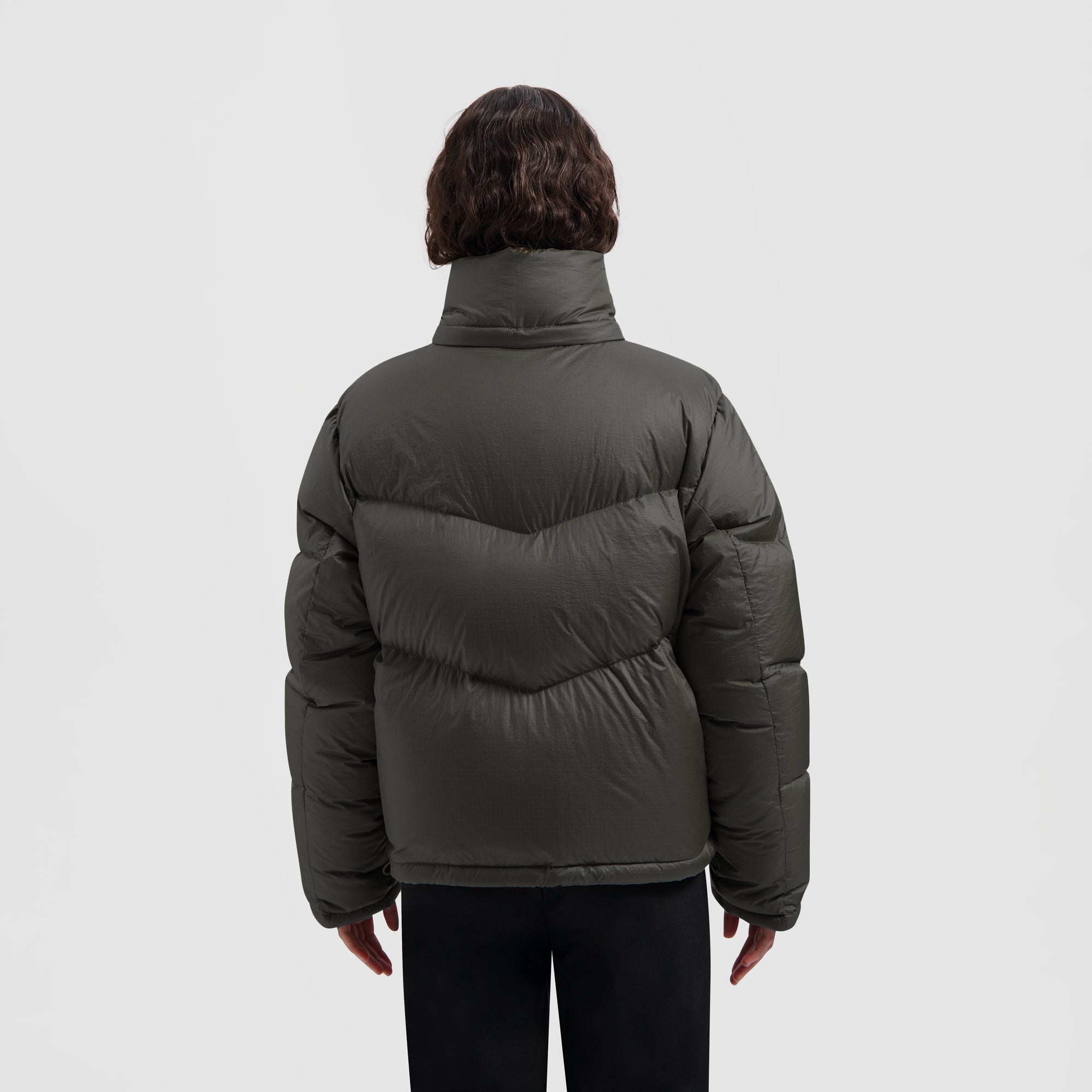 WMN Chevron Puffer Jacket - Olive Green