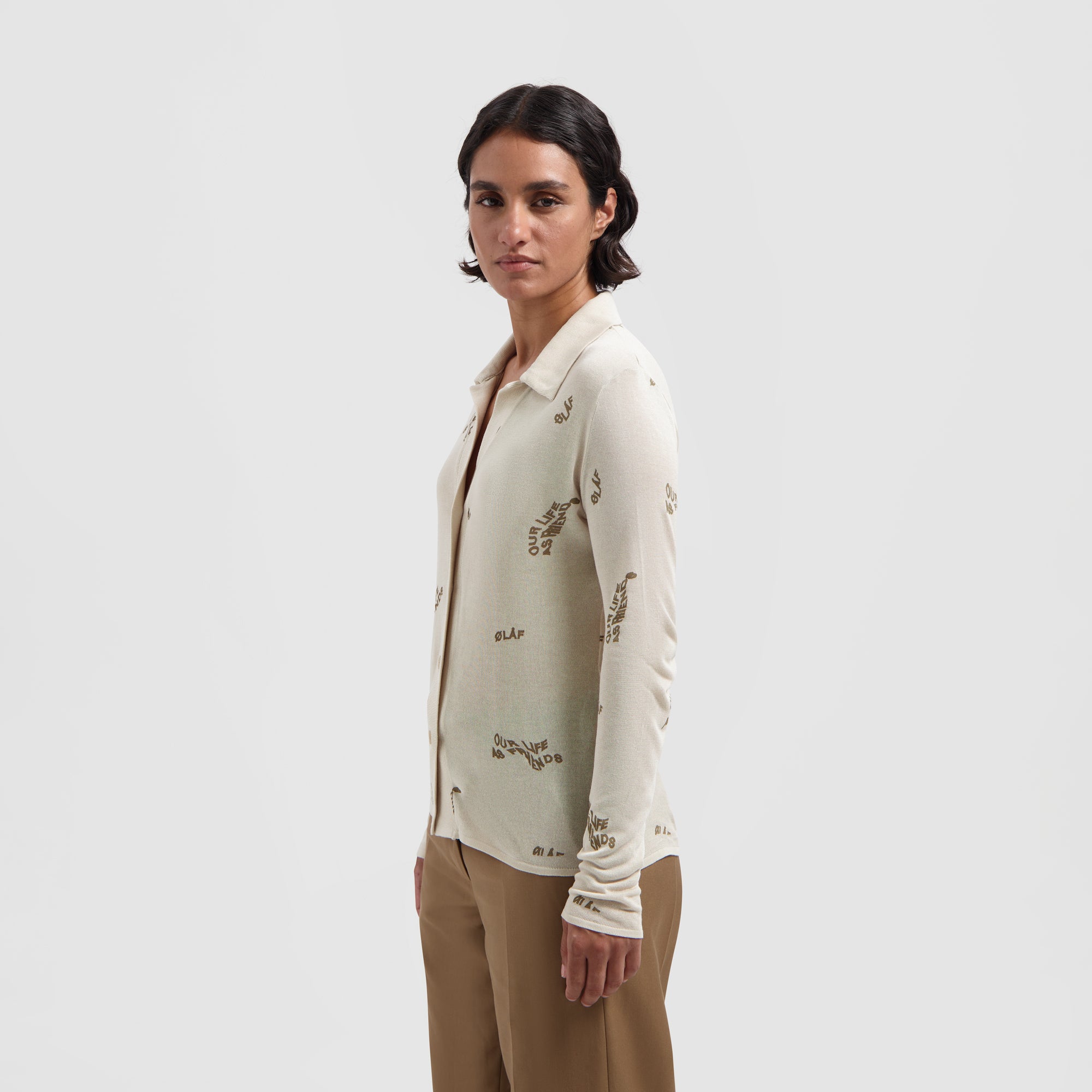 WMN AOP Sheer Shirt - Sand