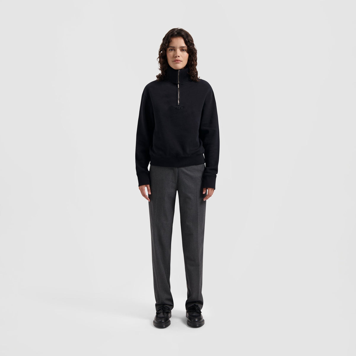 OLAF WMN RIB ZIP MOCK | BLACK