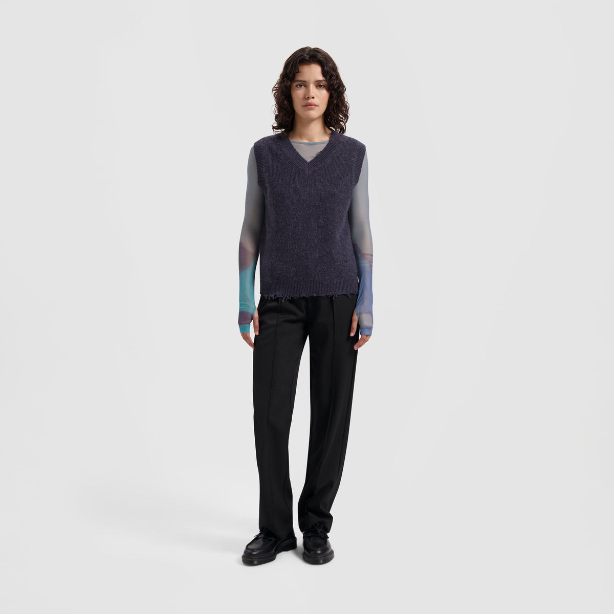 OLAF WMN MOHAIR KNITTED VEST | GREY