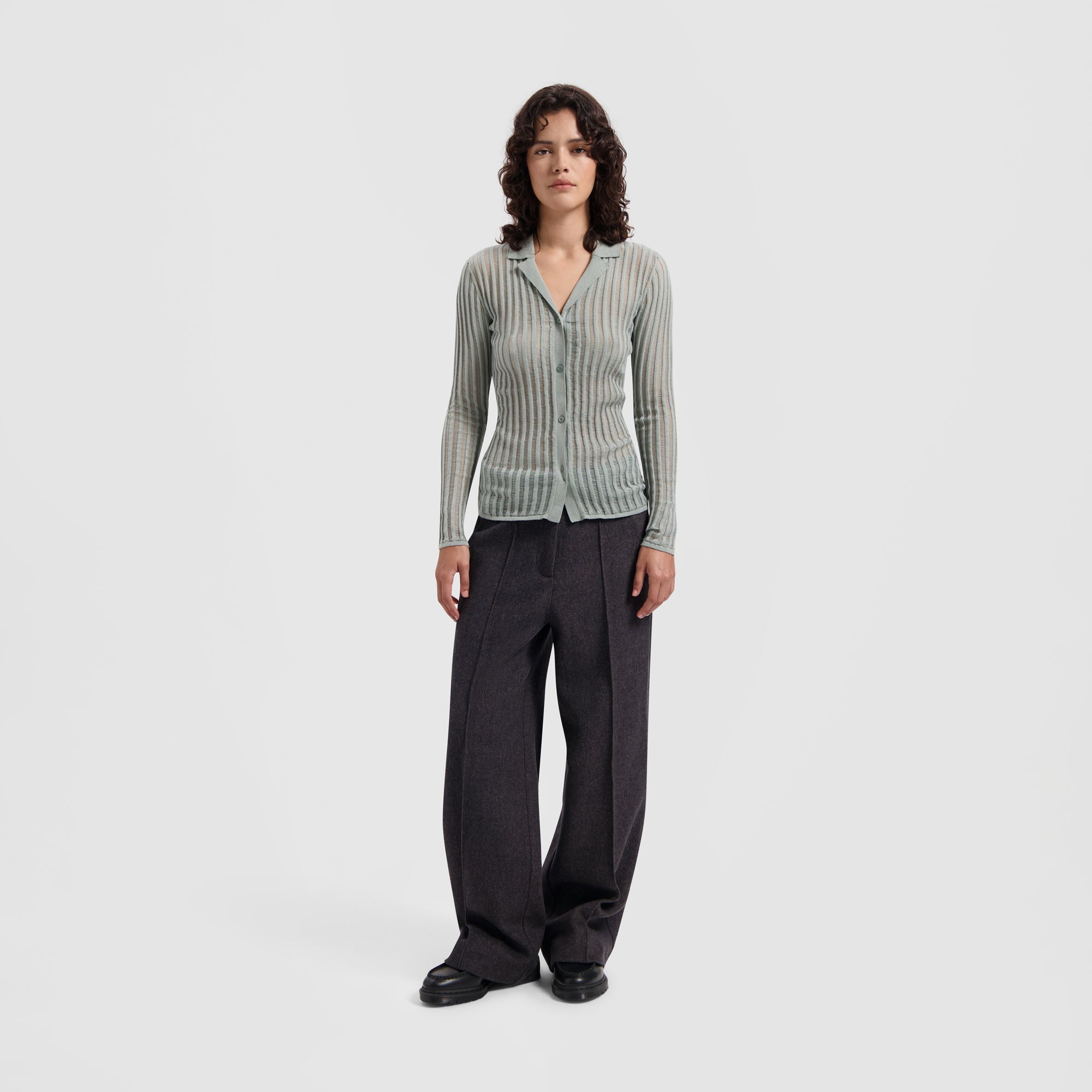 WMN Ladder Knit Shirt - Seafoam Green