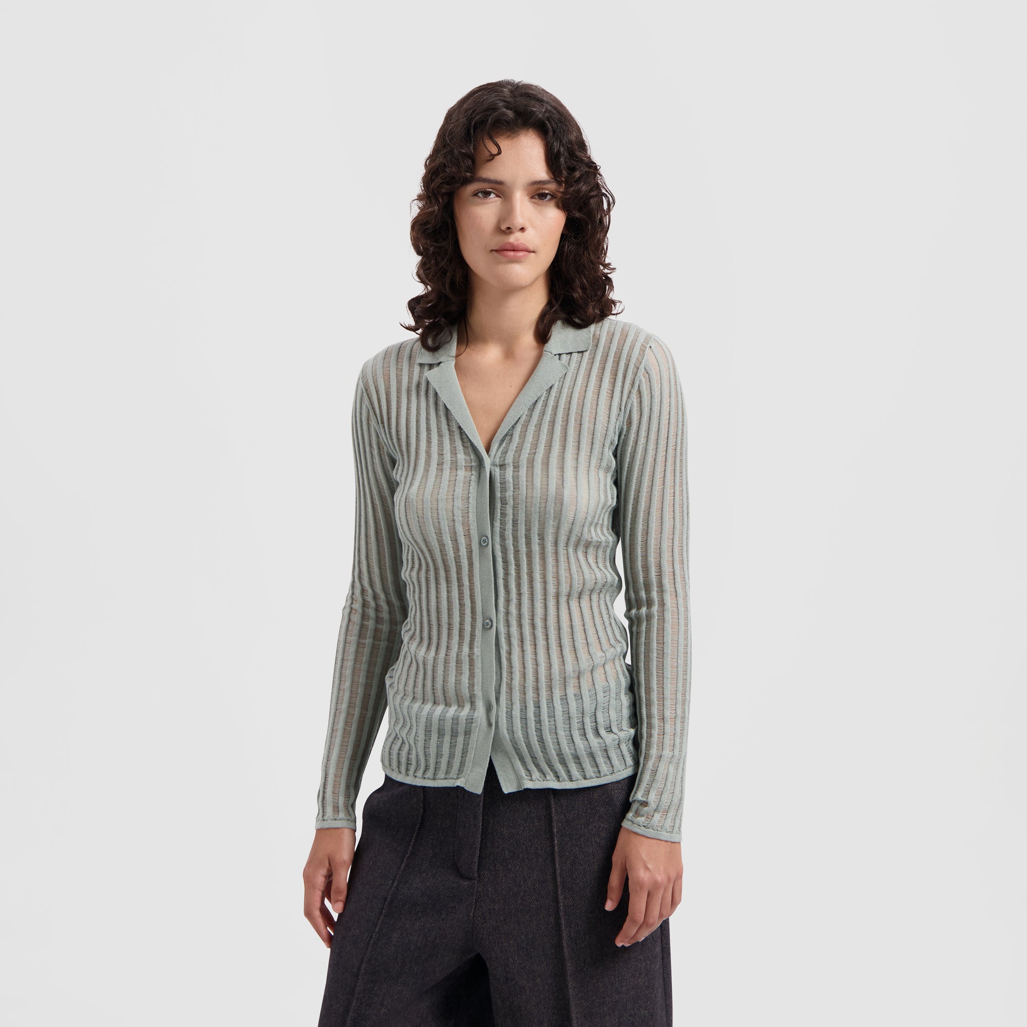 WMN Ladder Knit Shirt - Seafoam Green