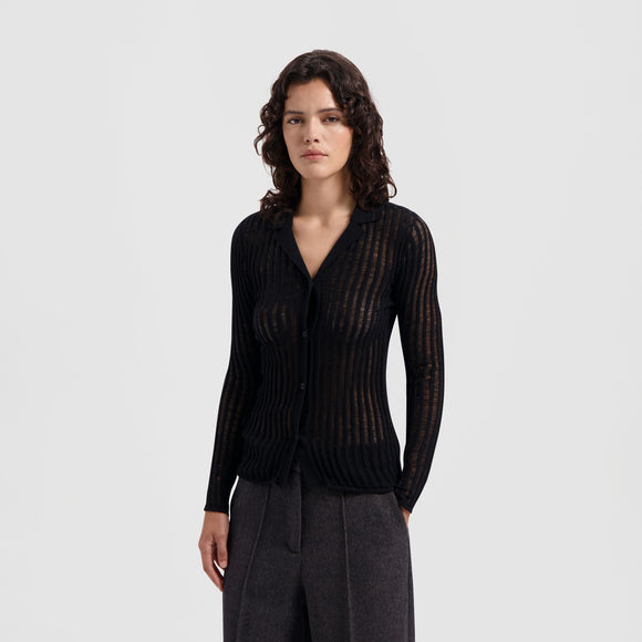 WMN Ladder Knit Shirt - Black