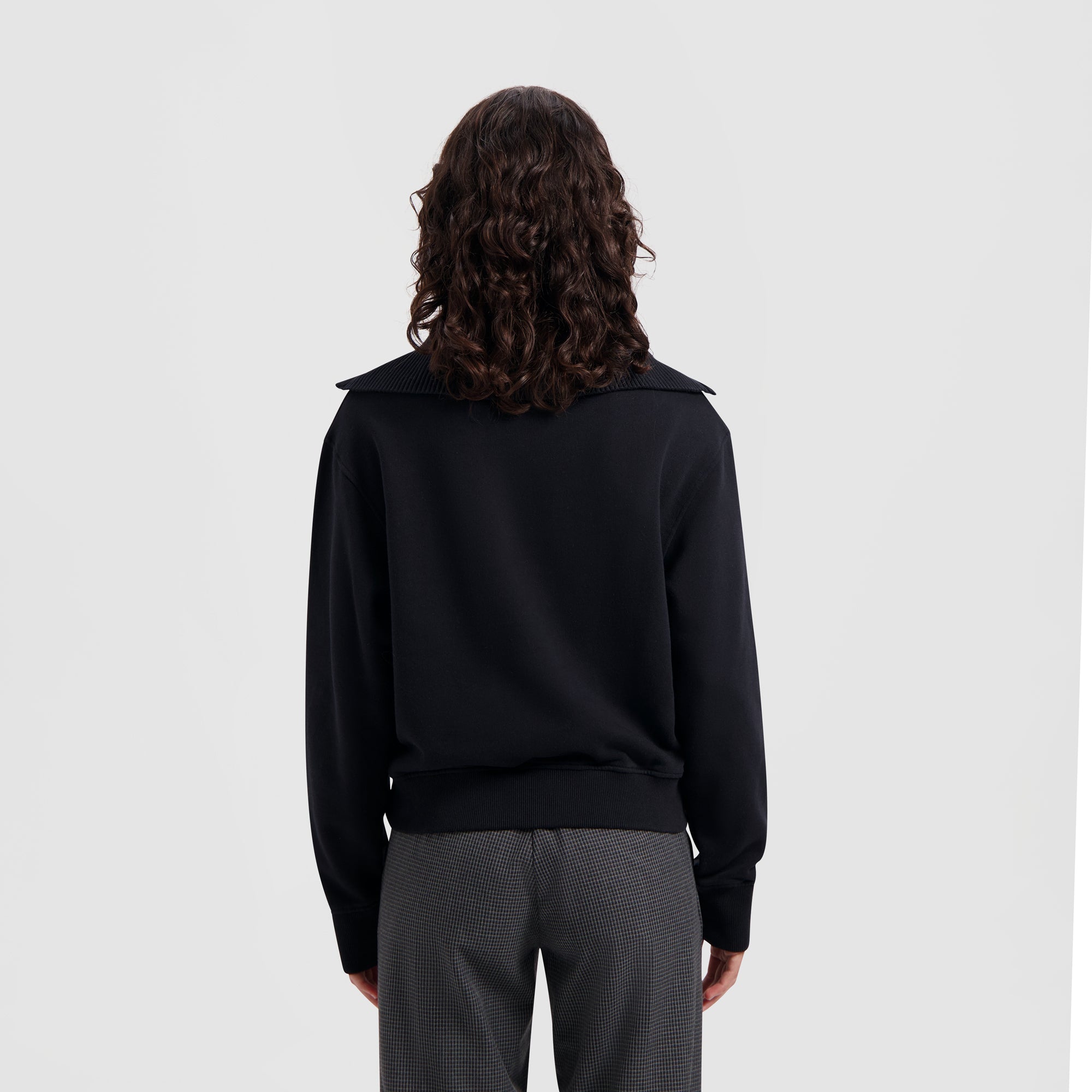 WMN Rib Zip Mock - Black