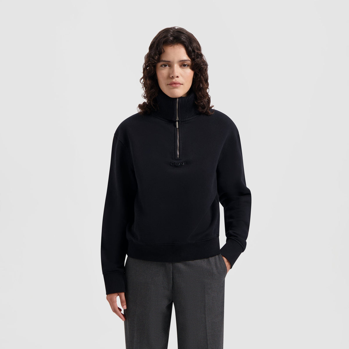 OLAF WMN RIB ZIP MOCK | BLACK