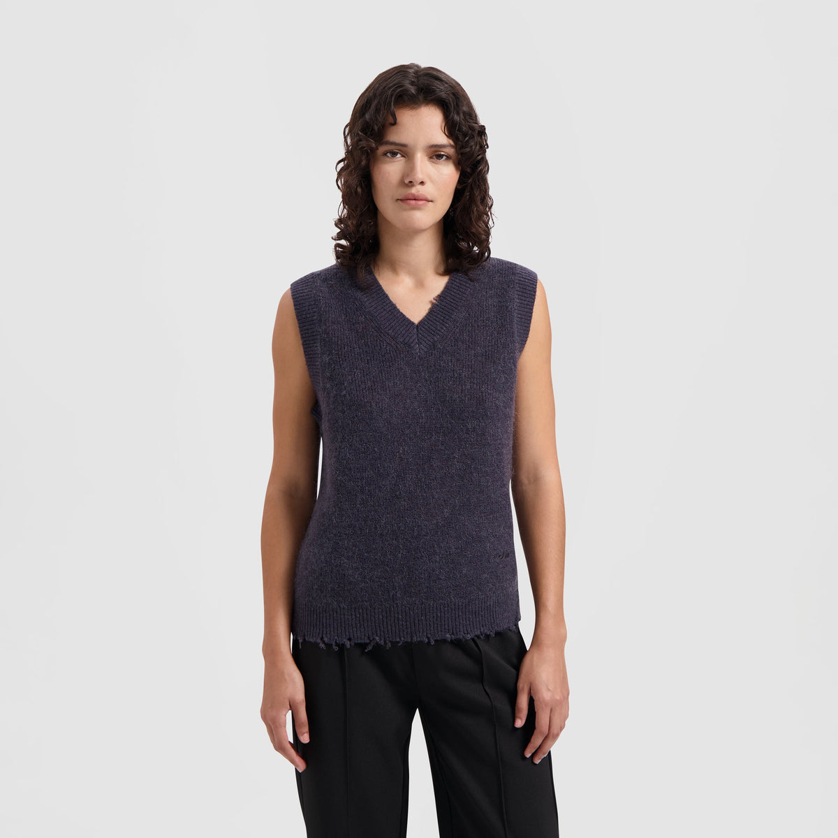 OLAF WMN MOHAIR KNITTED VEST | GREY