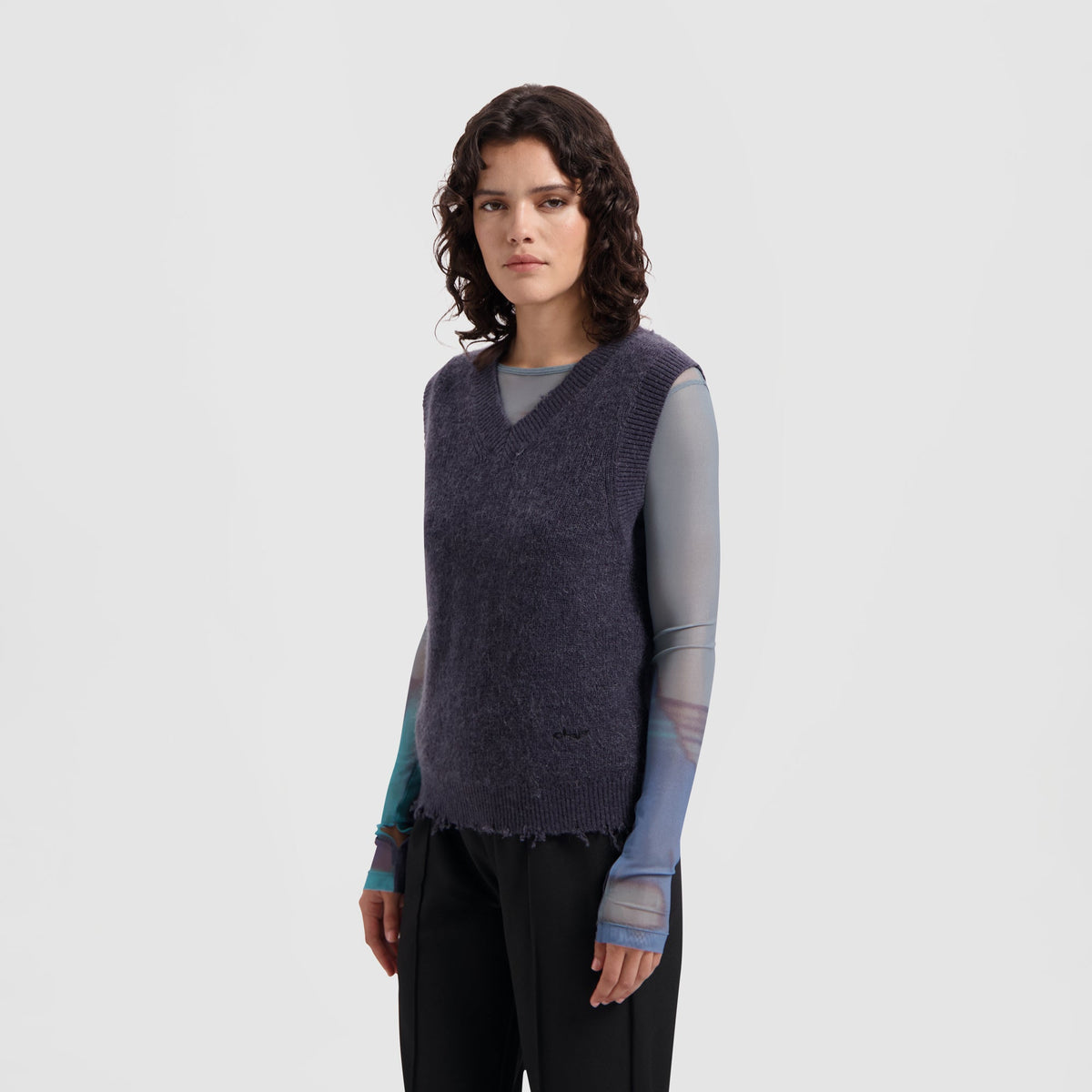 OLAF WMN MOHAIR KNITTED VEST | GREY