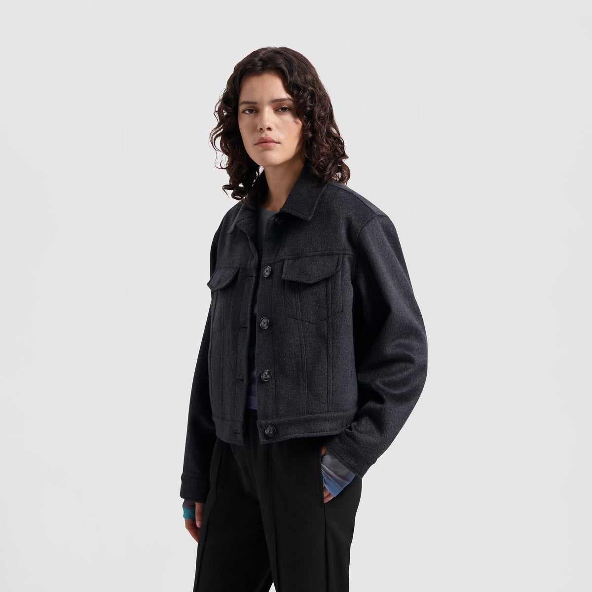 OLAF WMN TRUCKER JACKET | DARK GREY