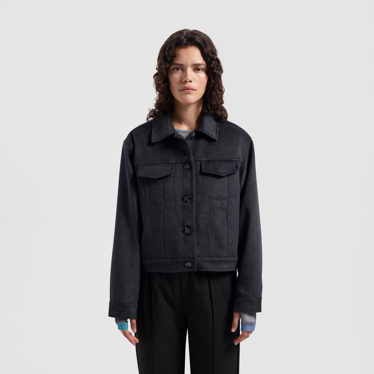 OLAF WMN TRUCKER JACKET | DARK GREY