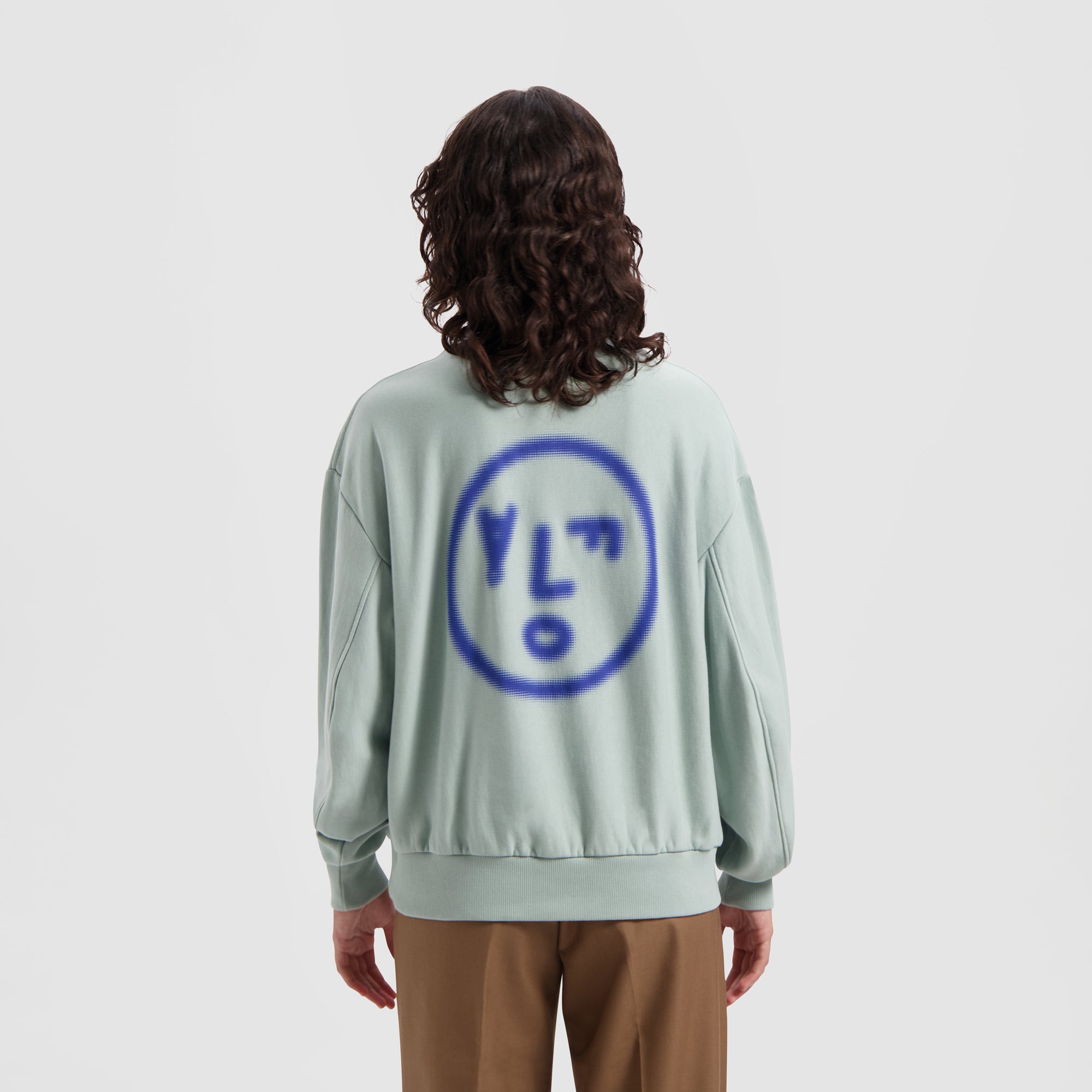 WMN Pixel Face Crewneck - Seafoam Green