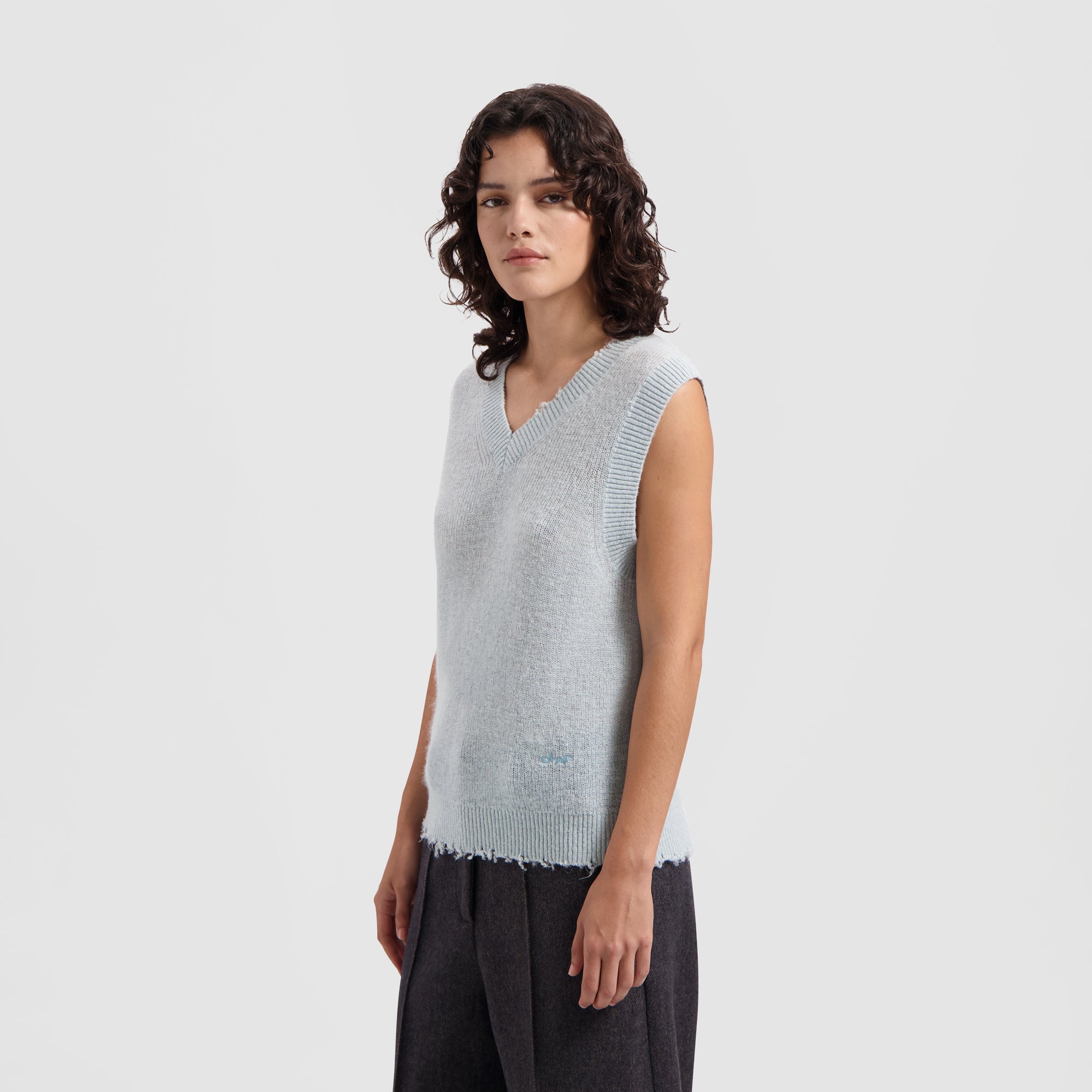 WMN Mohair Knitted Vest - Soft Blue