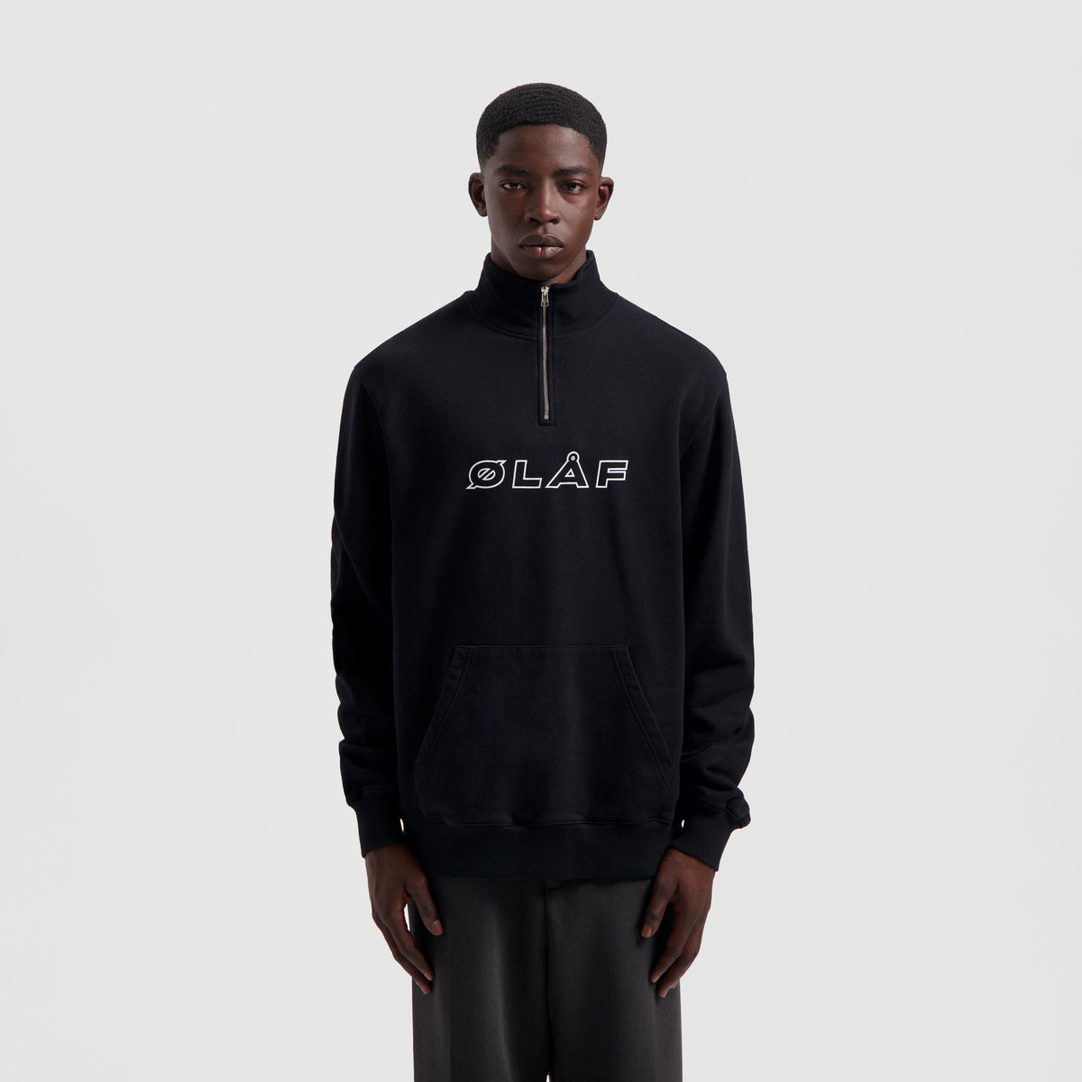 OLAF ITALIC ZIP MOCK SWEATER | BLACK