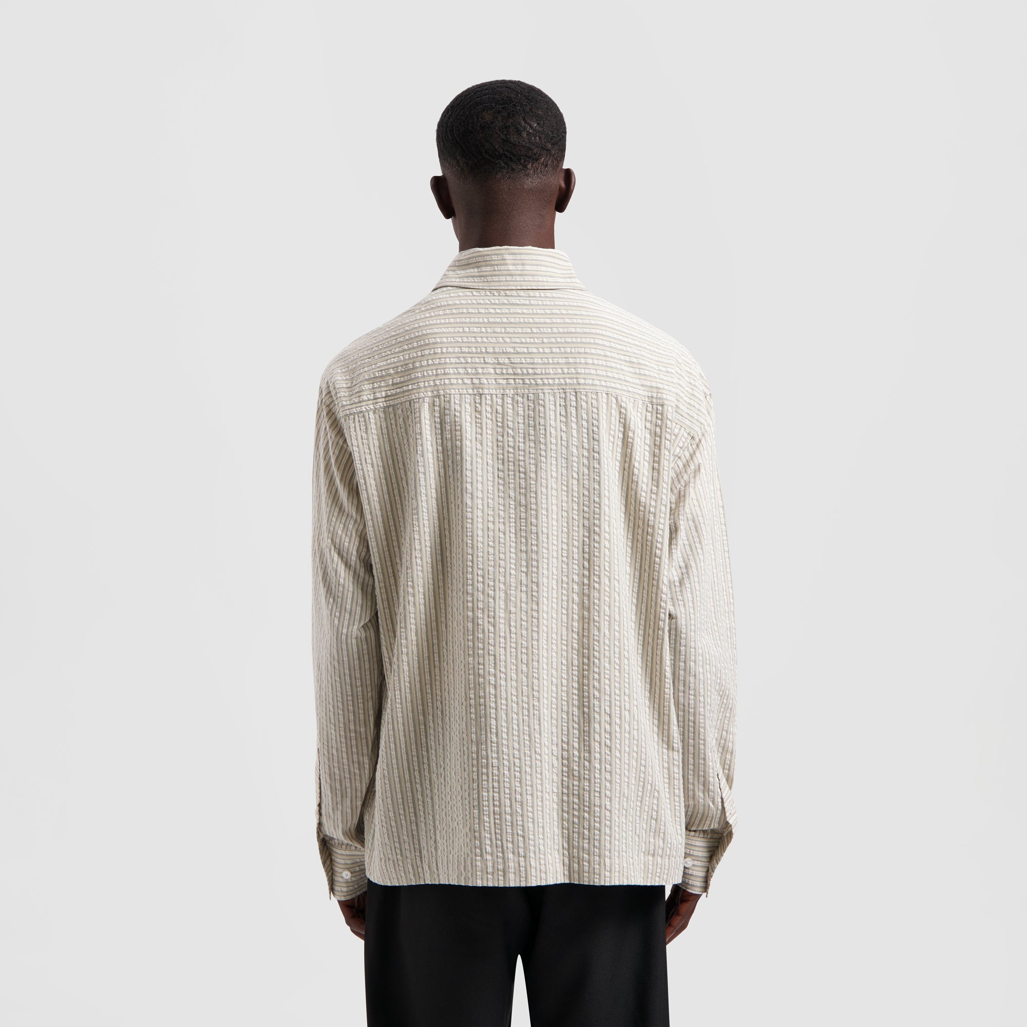 Seersucker Boxy Shirt - Cement