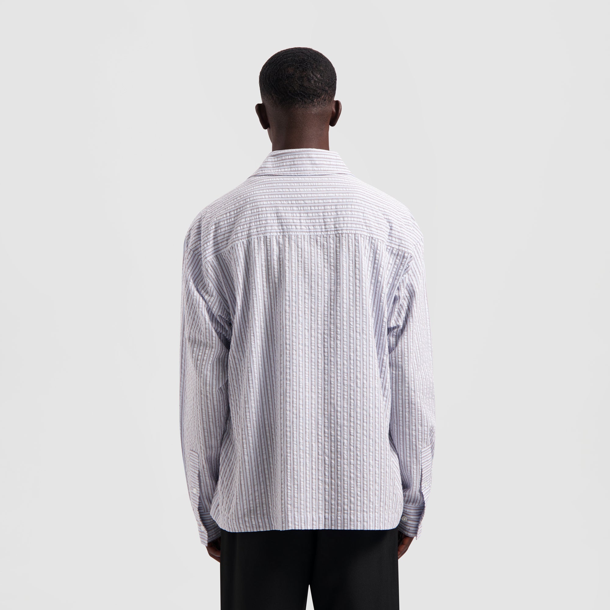Seersucker Boxy Shirt - Blue