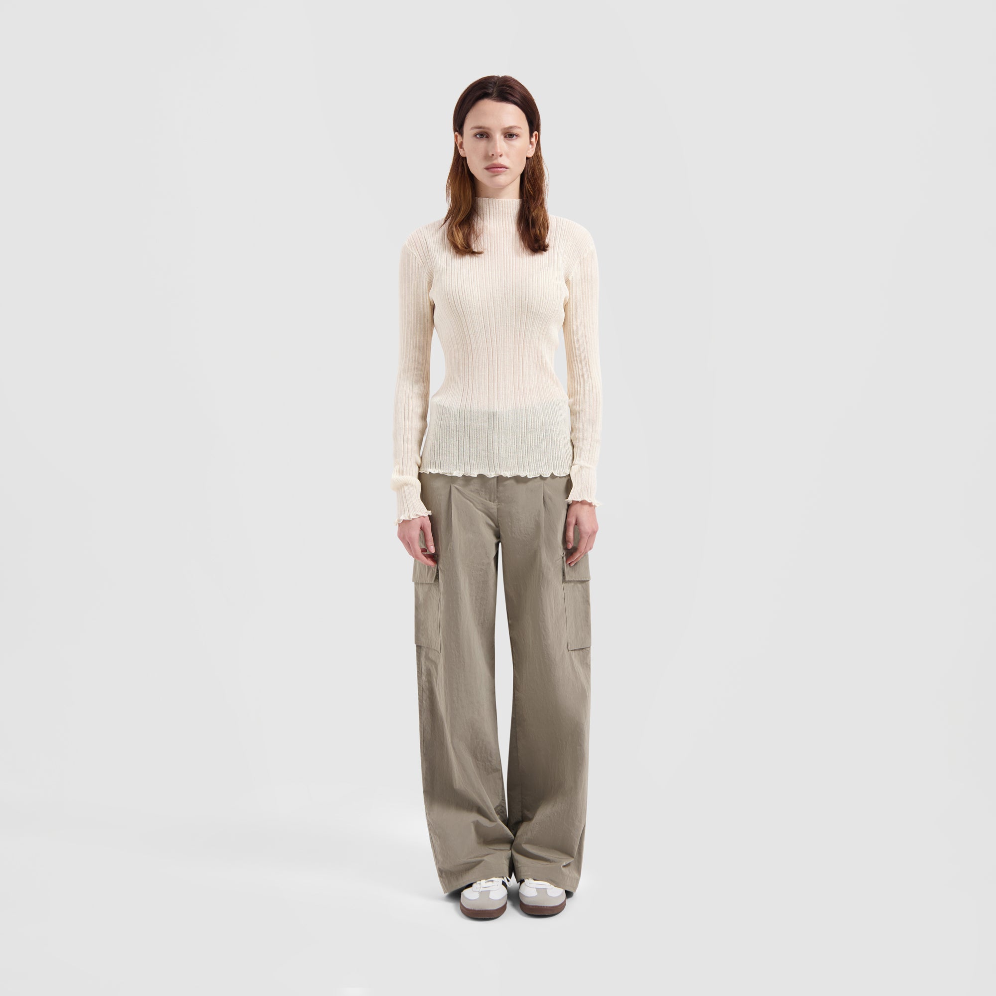WMN Novelty Mockneck LS - Off White