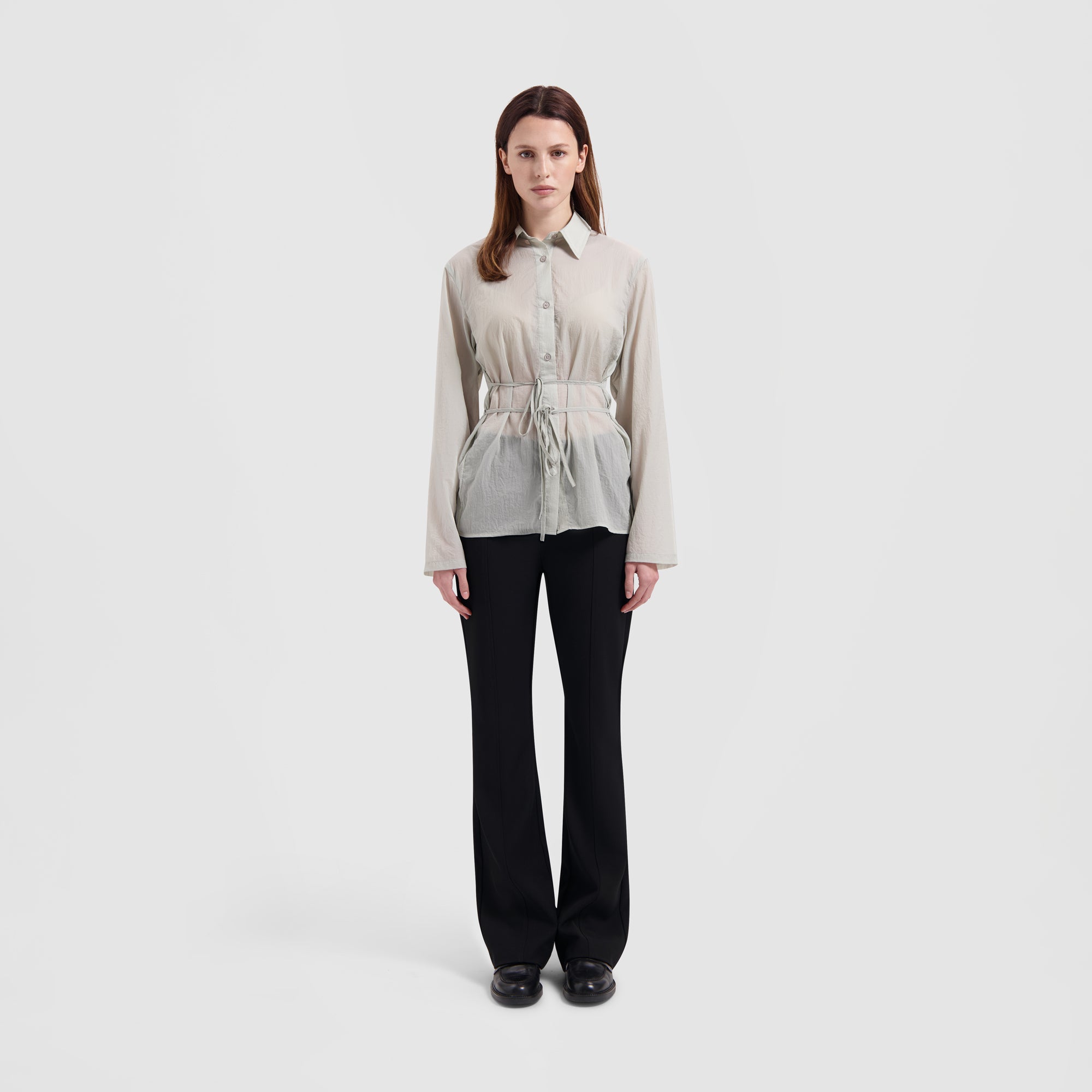 WMN Slim Tie Shirt - Pale Seafoam