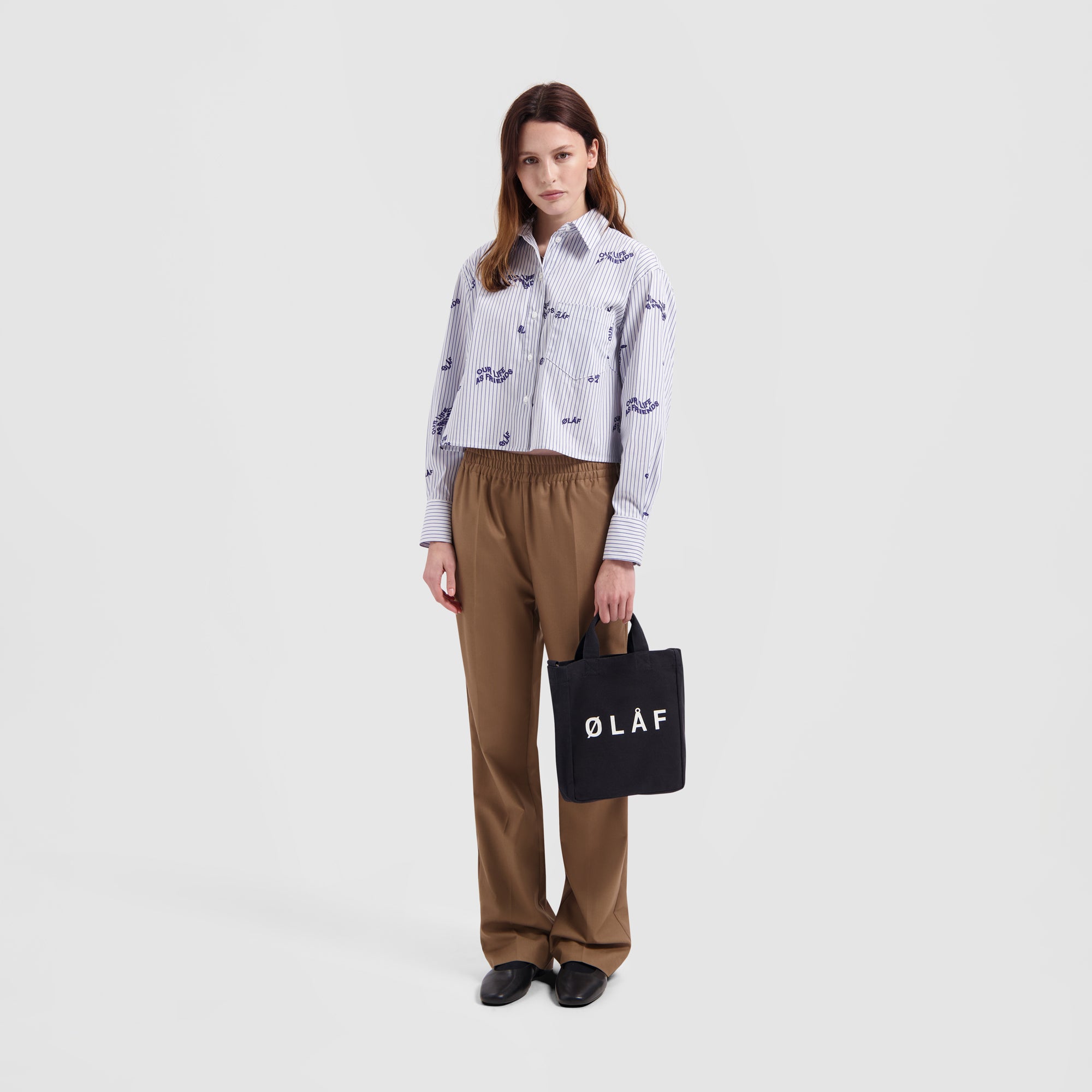 WMN Waves Stripe Cropped Shirt - Blue / White