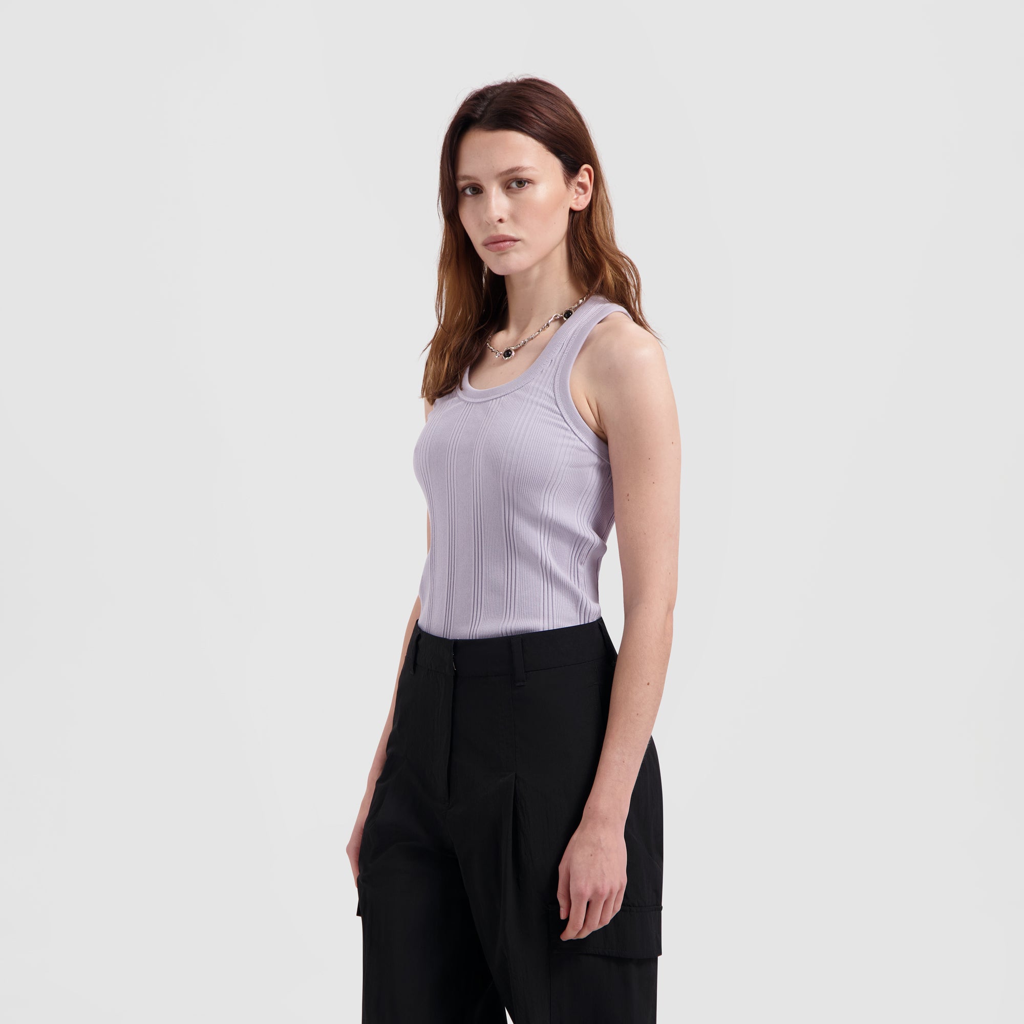 WMN Rib Tank Top - Washed Purple