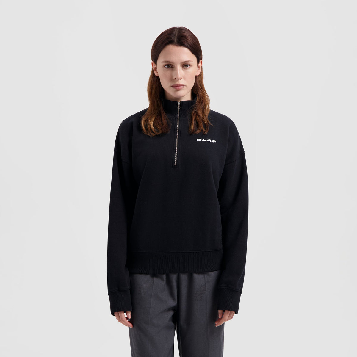 OLAF WMN ITALIC ZIP MOCK | BLACK