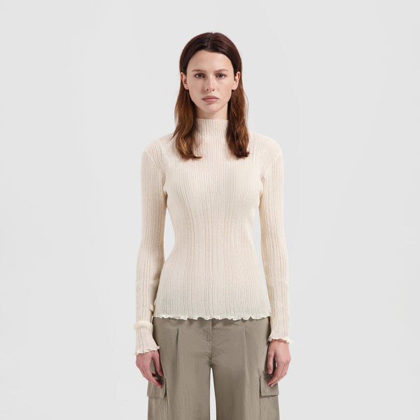 WMN Novelty Mockneck LS - Off White