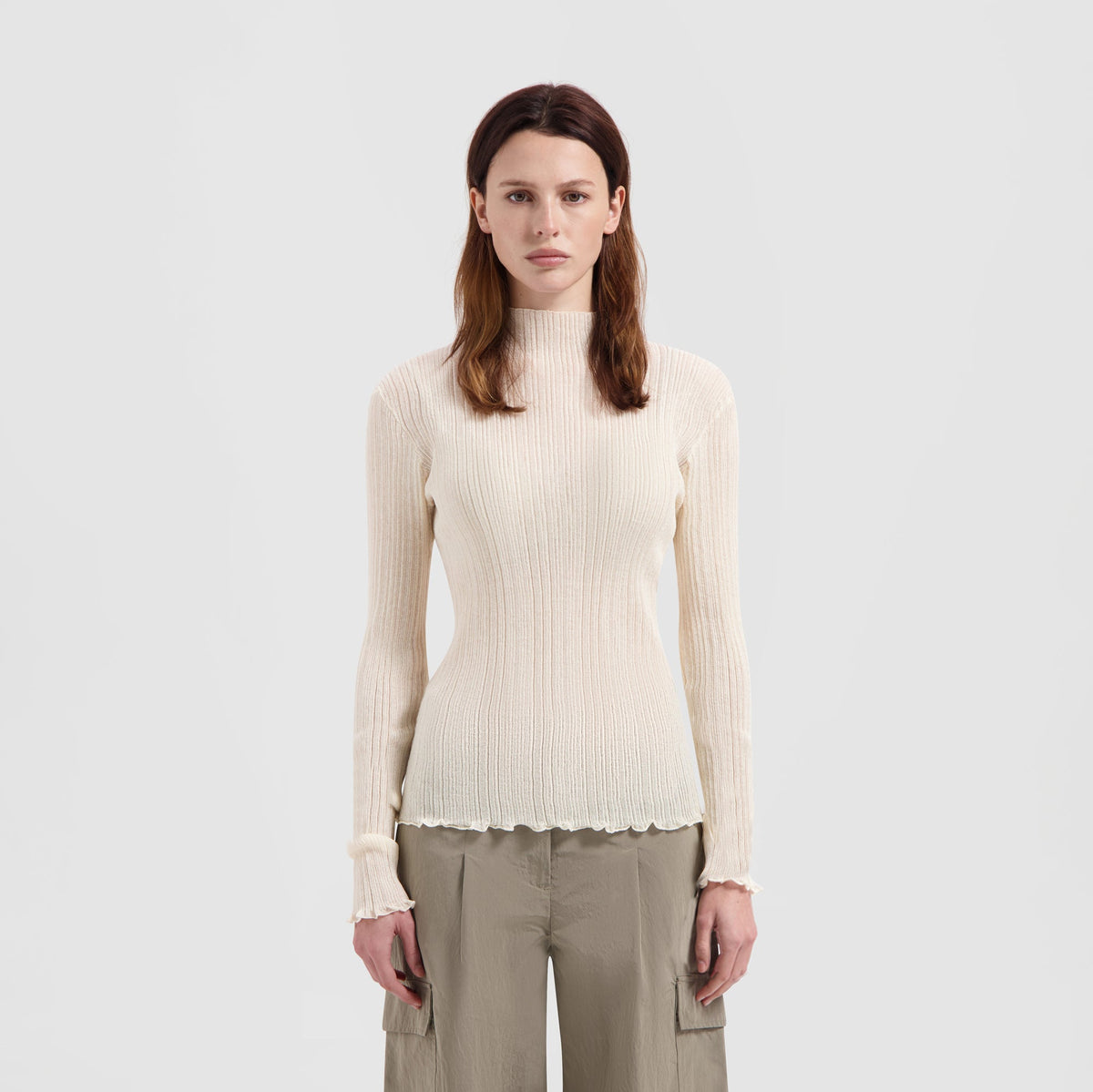 WMN NOVELTY MOCKNECK LS | OFF WHITE