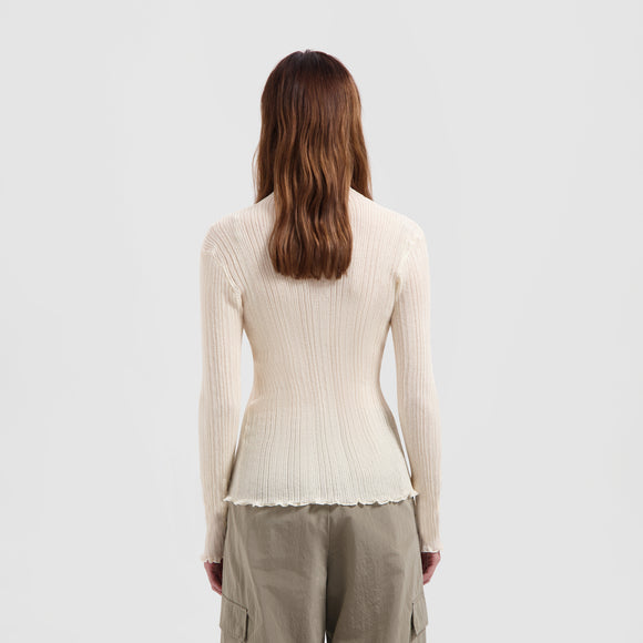 WMN Novelty Mockneck LS - Off White
