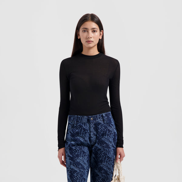 WMN Mini Logo LS Top - Black