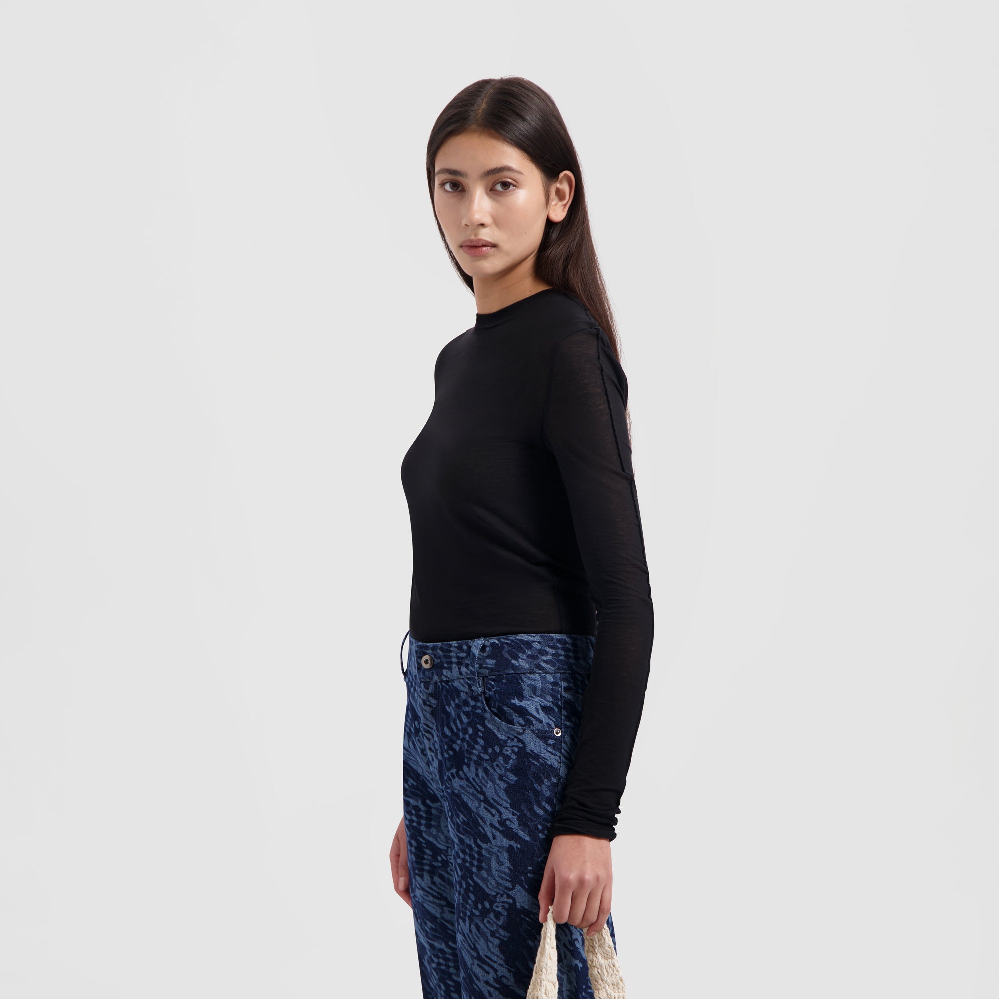 WMN Mini Logo LS Top - Black