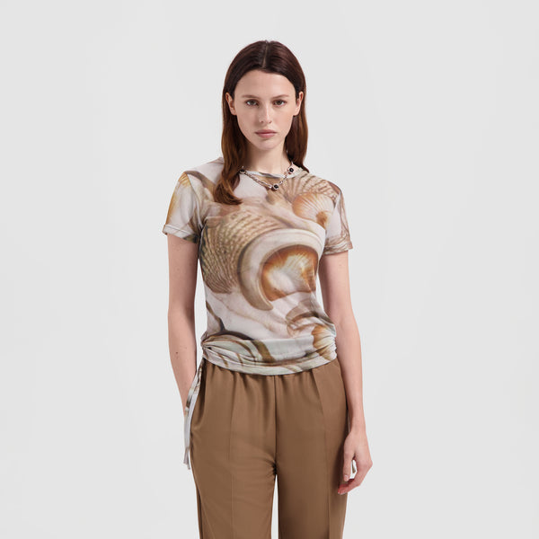 WMN Ocean Ruched Tee - Sand