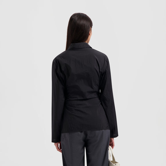 WMN Slim Tie Shirt - Black