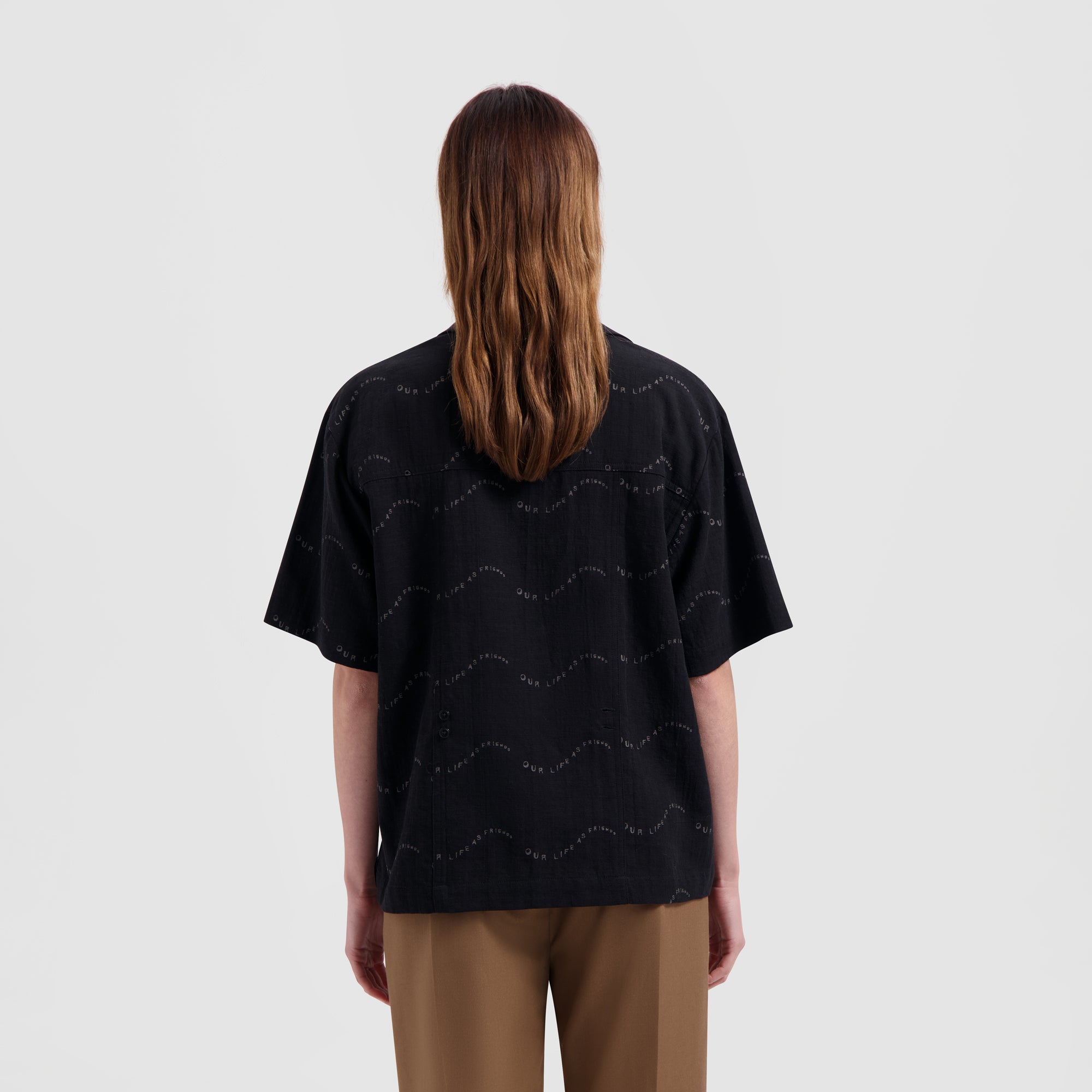 WMN Open Collar Shirt SS - Black