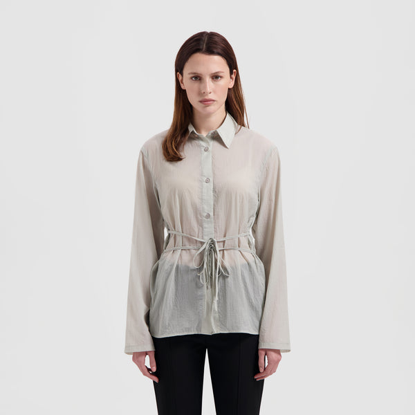 WMN Slim Tie Shirt - Pale Seafoam