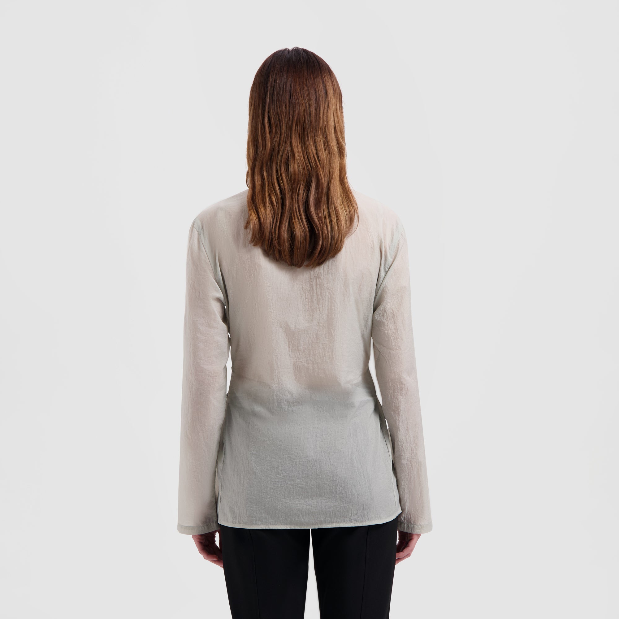 WMN Slim Tie Shirt - Pale Seafoam