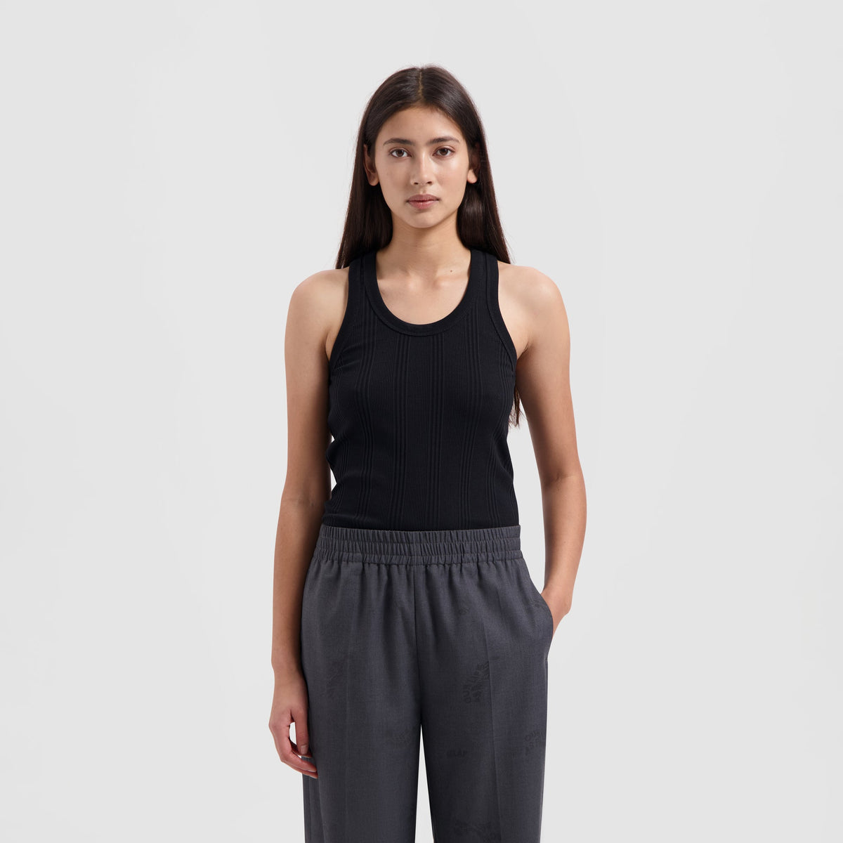 WMN RIB TANK TOP | BLACK