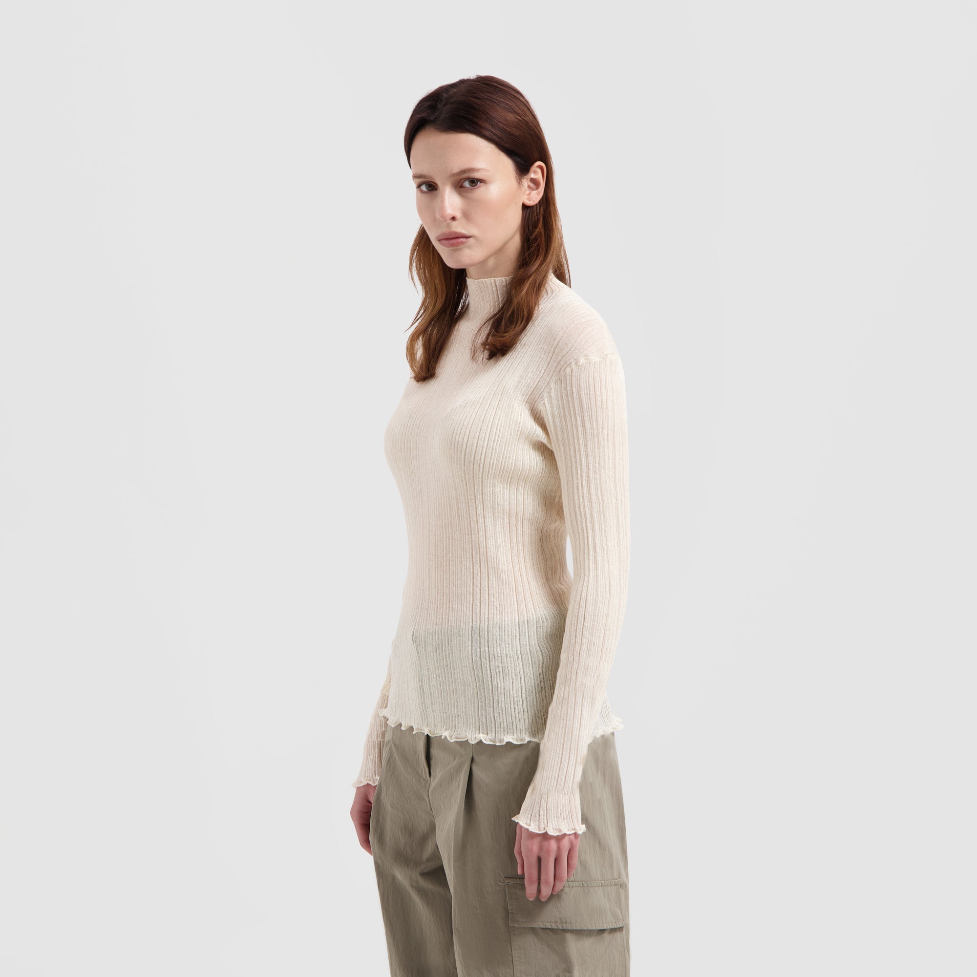 WMN Novelty Mockneck LS - Off White