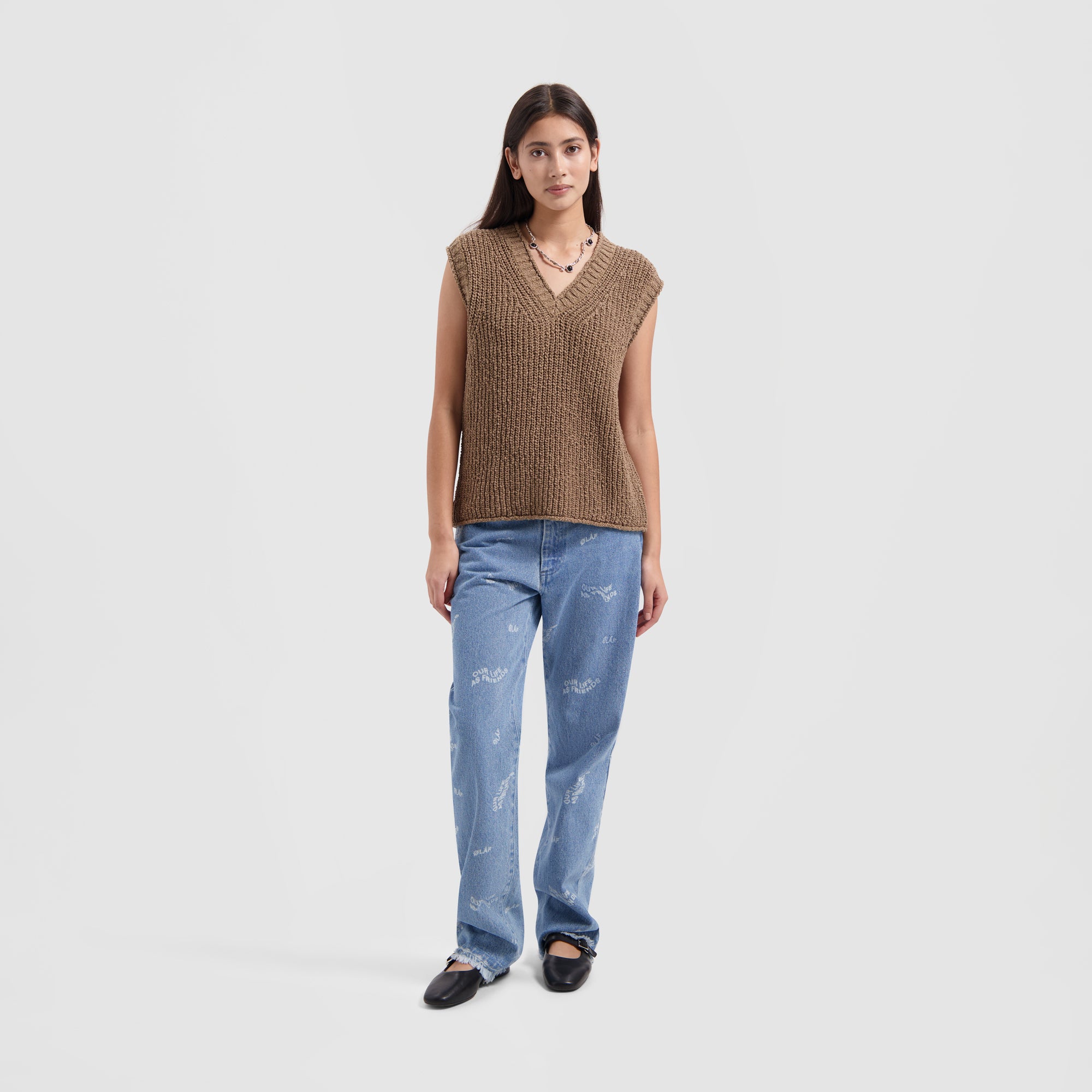 WMN Slub Vest - Tan Brown