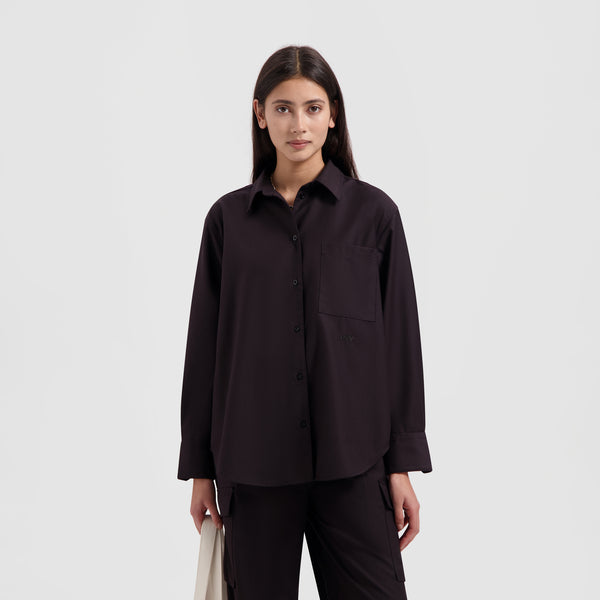 WMN Drapey Utility Shirt - Brown