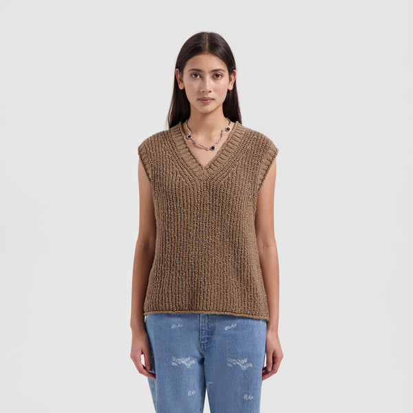 WMN Slub Vest - Tan Brown